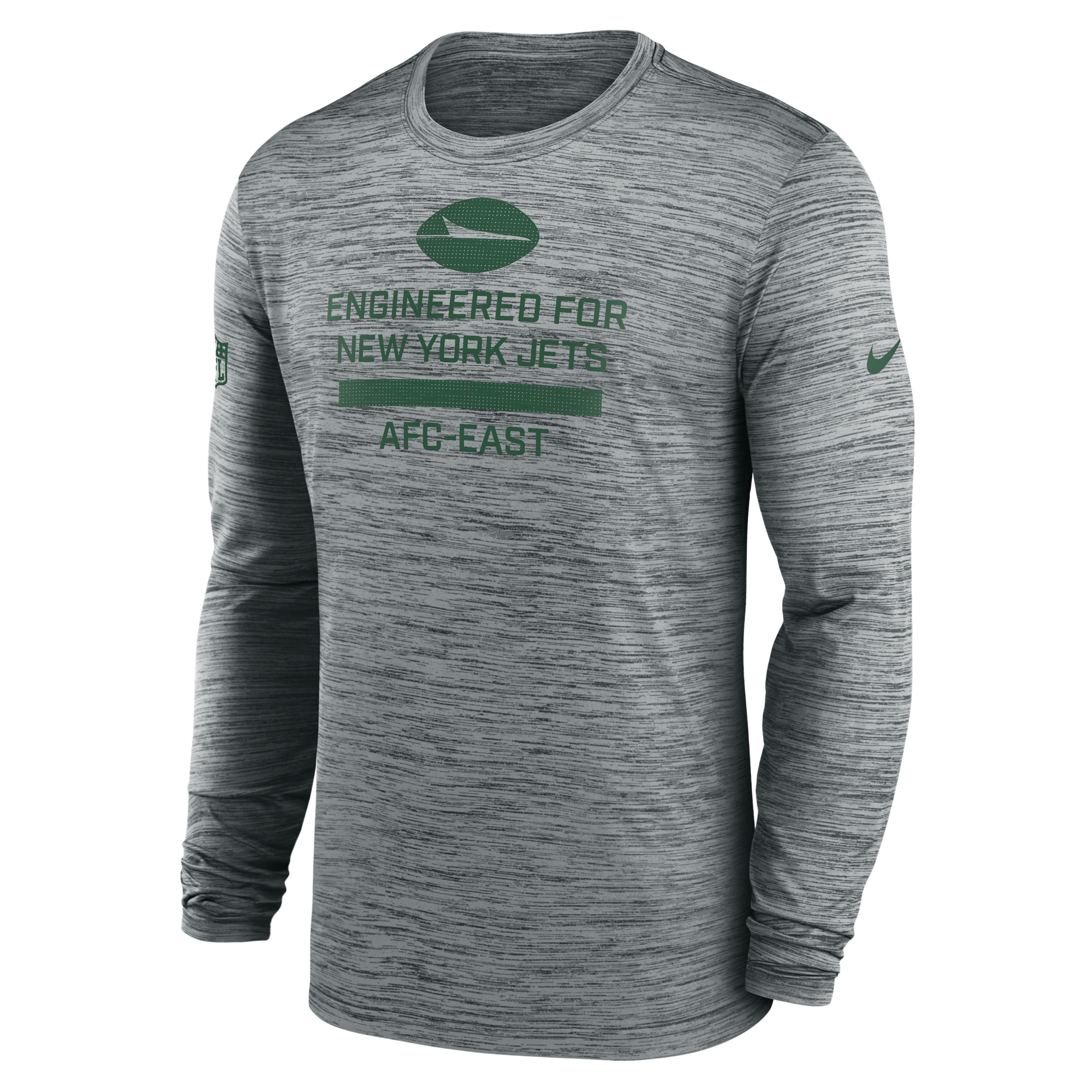 Nike Gray New York Jets Sideline Velocity Performance Long Sleeve T-shirt