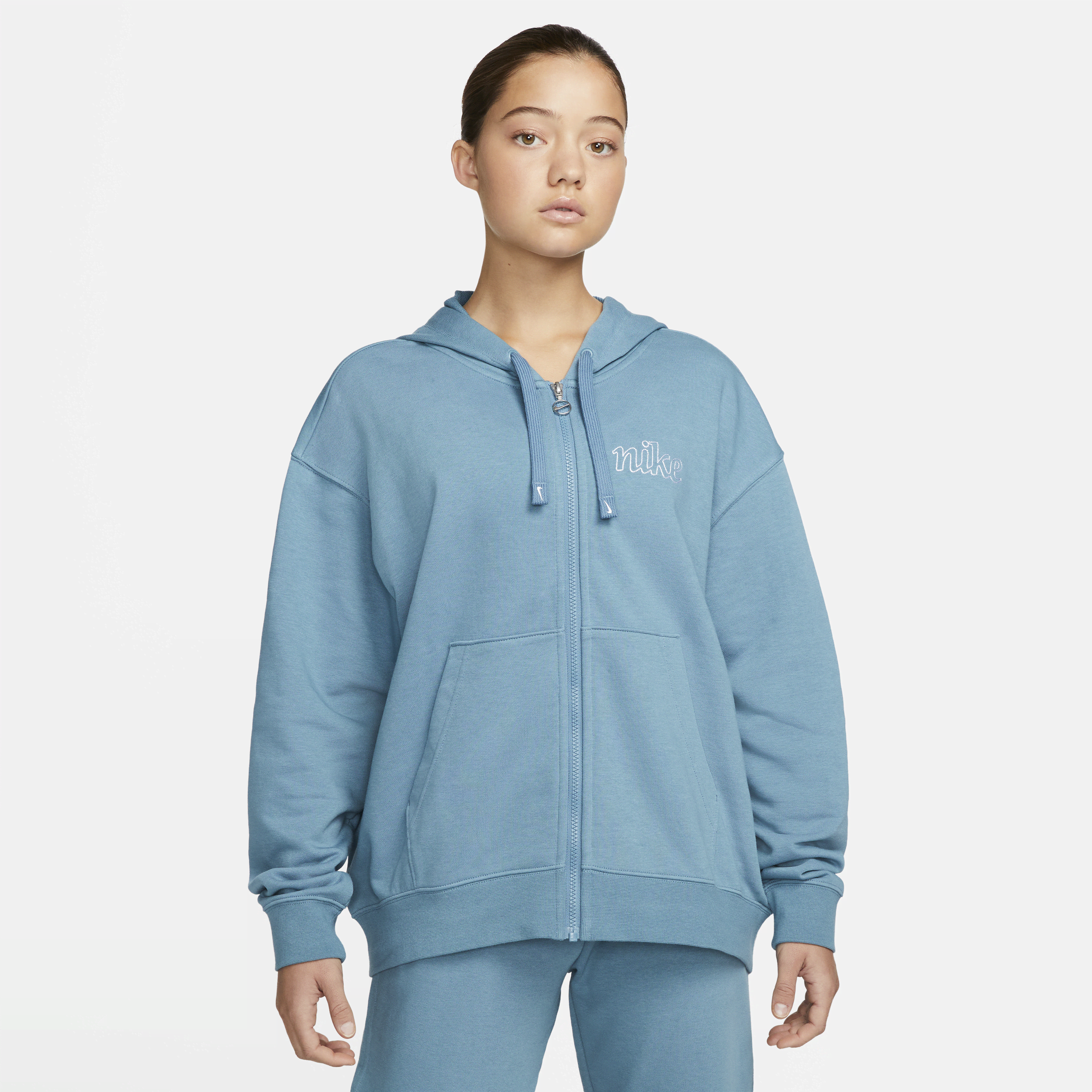 Nike Women's Dri-fit Get Fit Graphic Full-zip Training Hoodie In Blue
