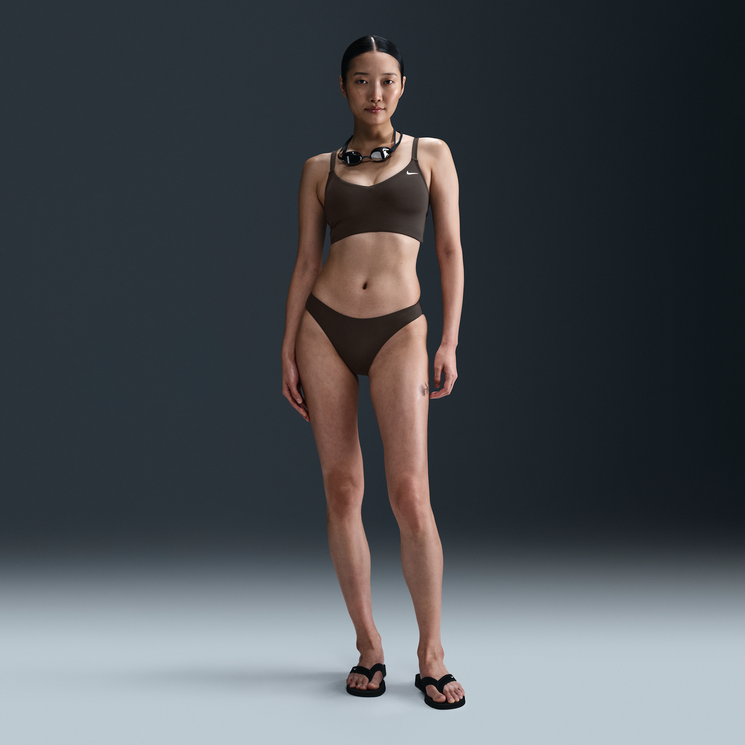 Nike Women's Swim Essential Sling Bikini Bottom In Brown