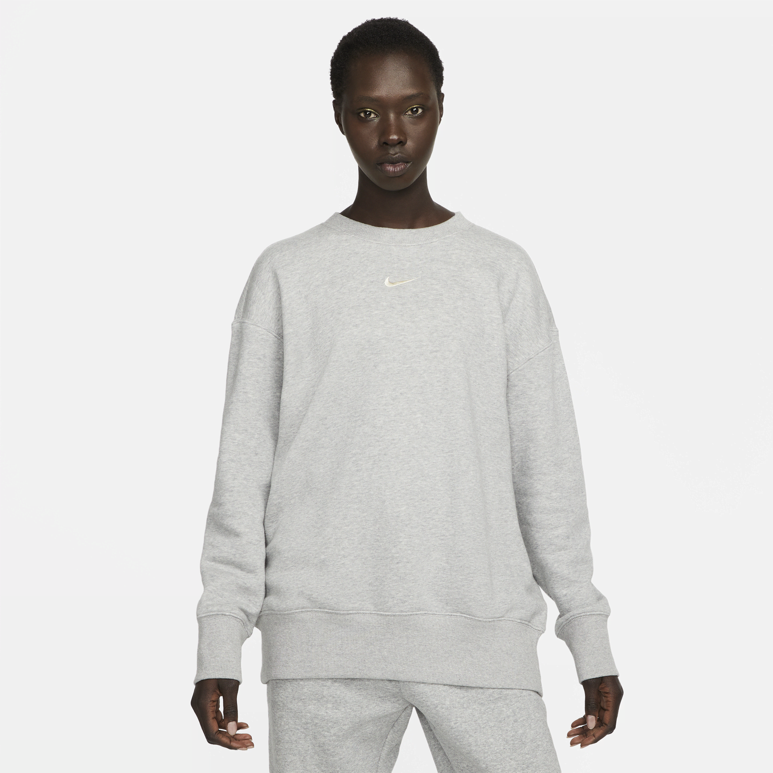 Women's Nike Sportswear Phoenix Fleece Oversized Crew-Neck Sweatshirt in Grey | DQ5733-063