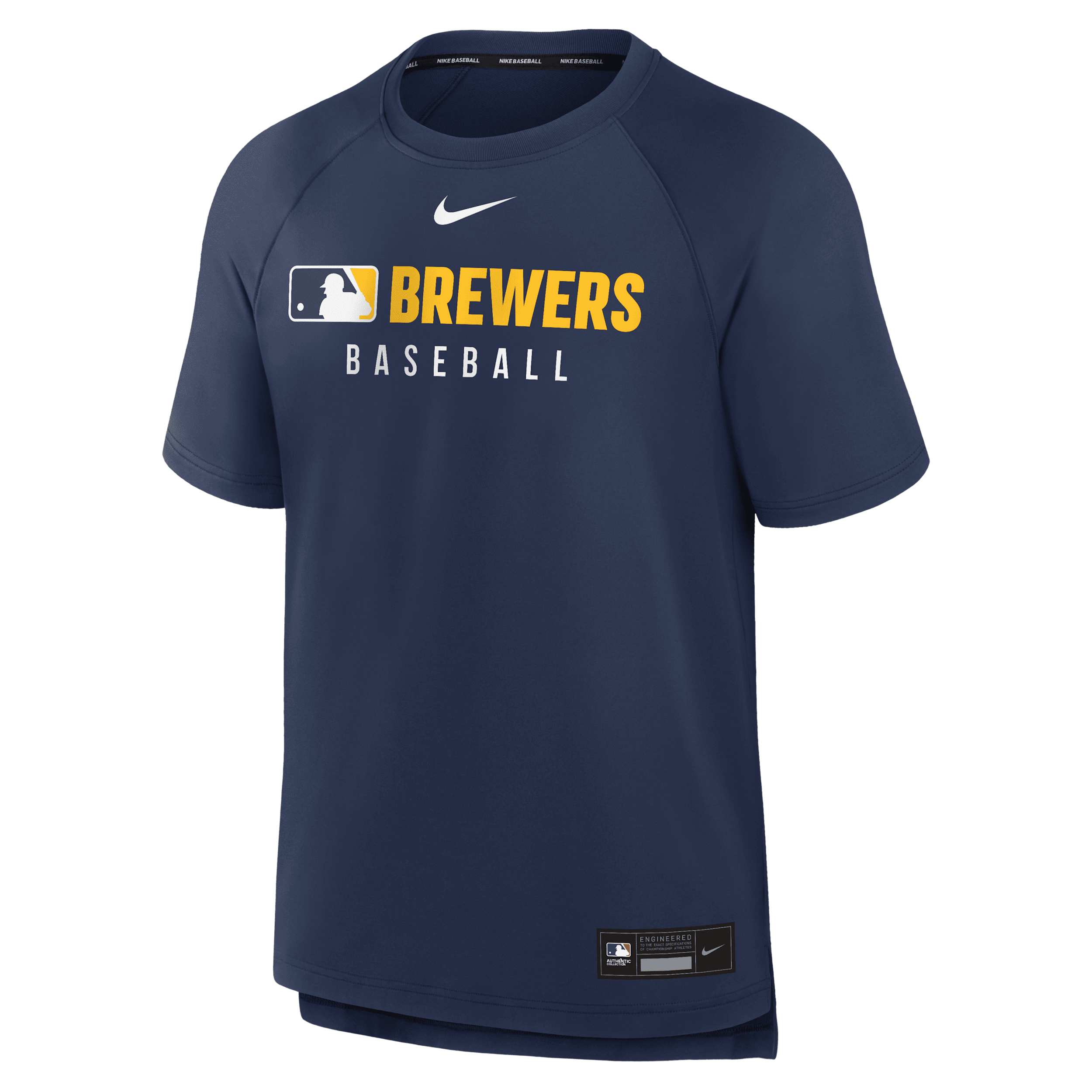 Nike Men's Navy Milwaukee Brewers Authentic Collection Pregame Raglan Performance T-shirt