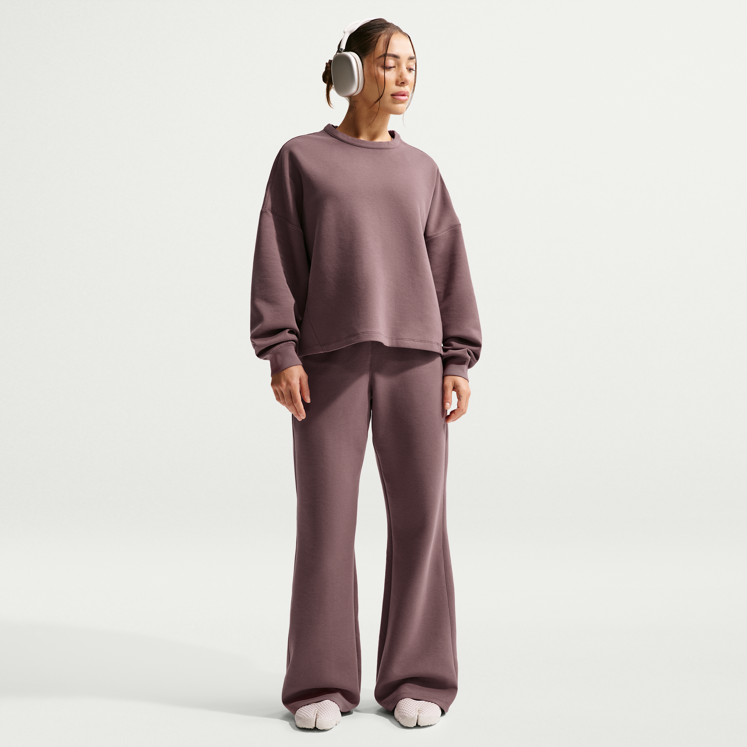 Nike Women's 24.7 ImpossiblySoft Dri-FIT High-Waisted Loose Flared Pants in Purple | HQ8607-502