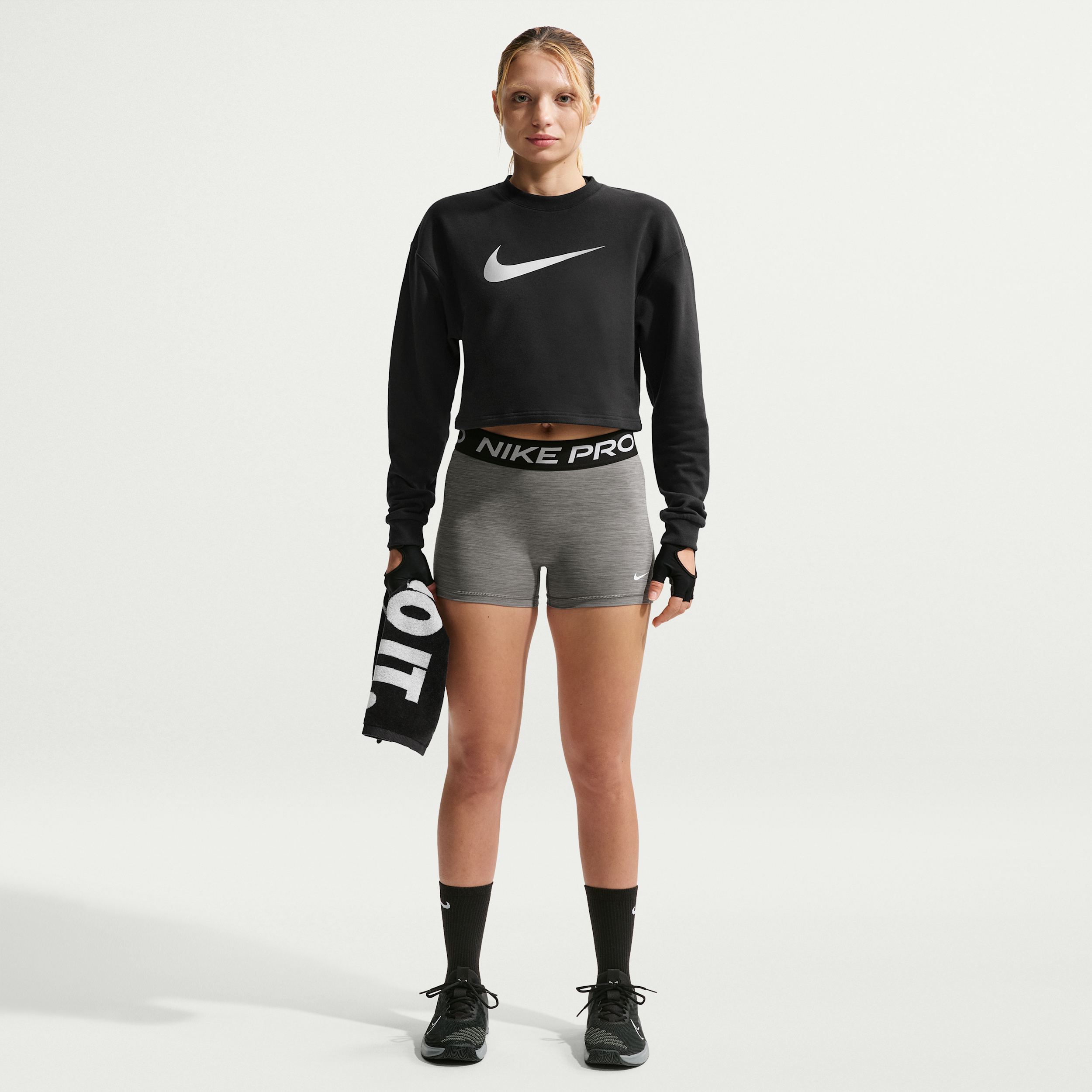 Women's Nike Pro Mid-Rise 3" Biker Shorts in Grey | IQ1037-084