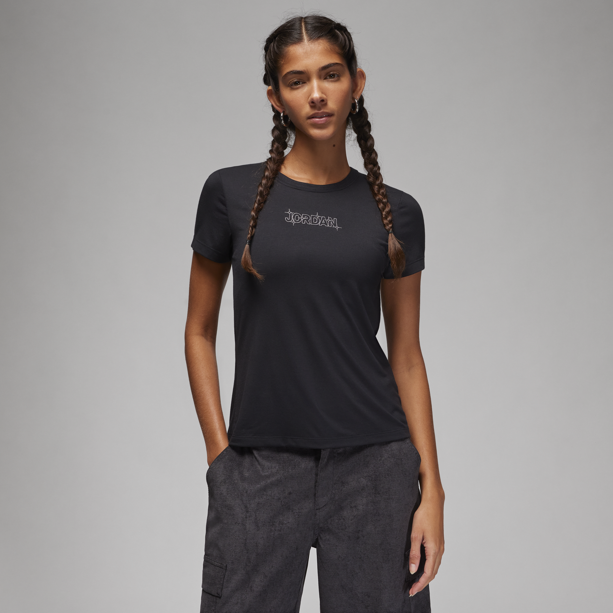 Shop Jordan Women's  Slim Graphic T-shirt In Black