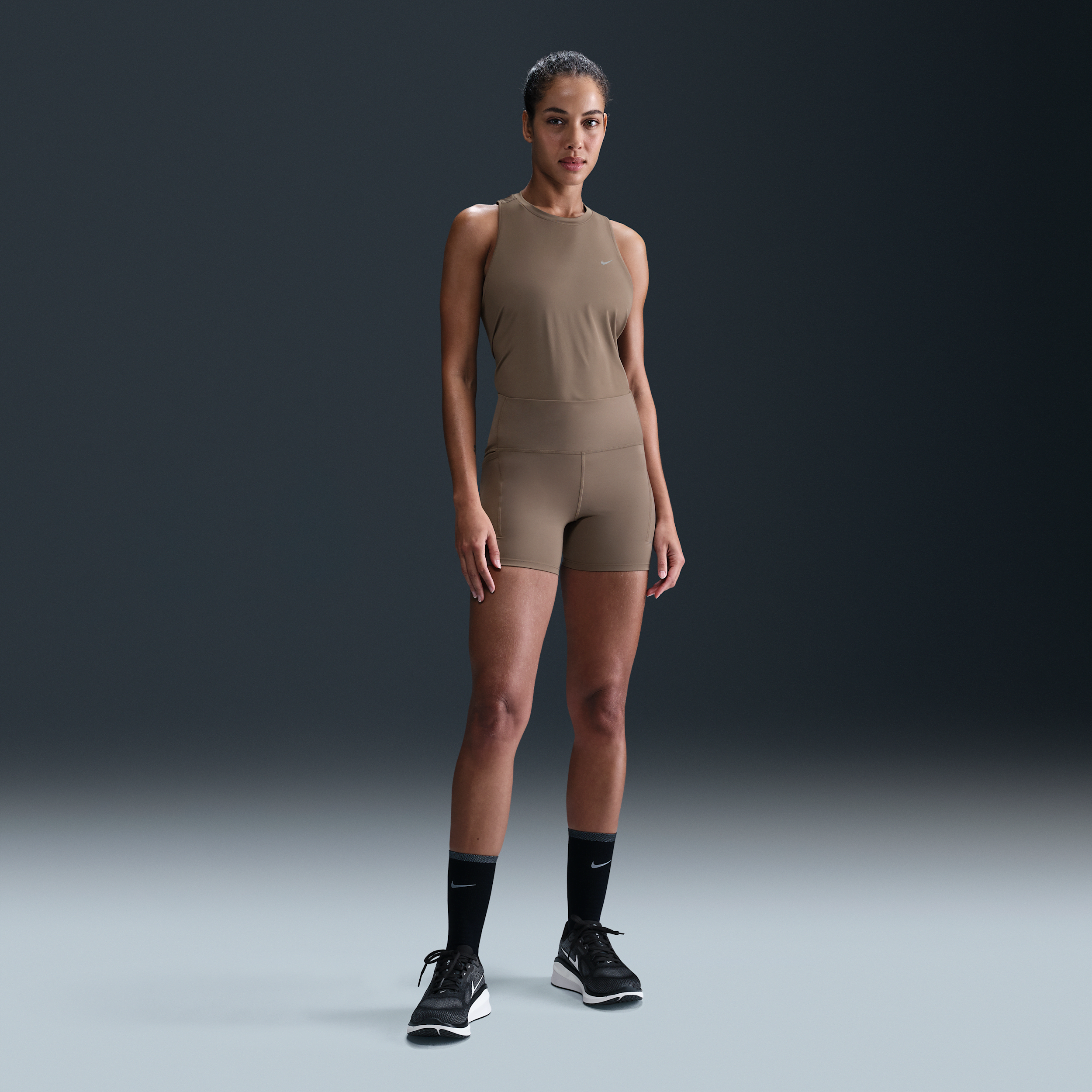 Nike Women's Swift High-waisted 4" Tight Running Shorts With Pockets In Brown