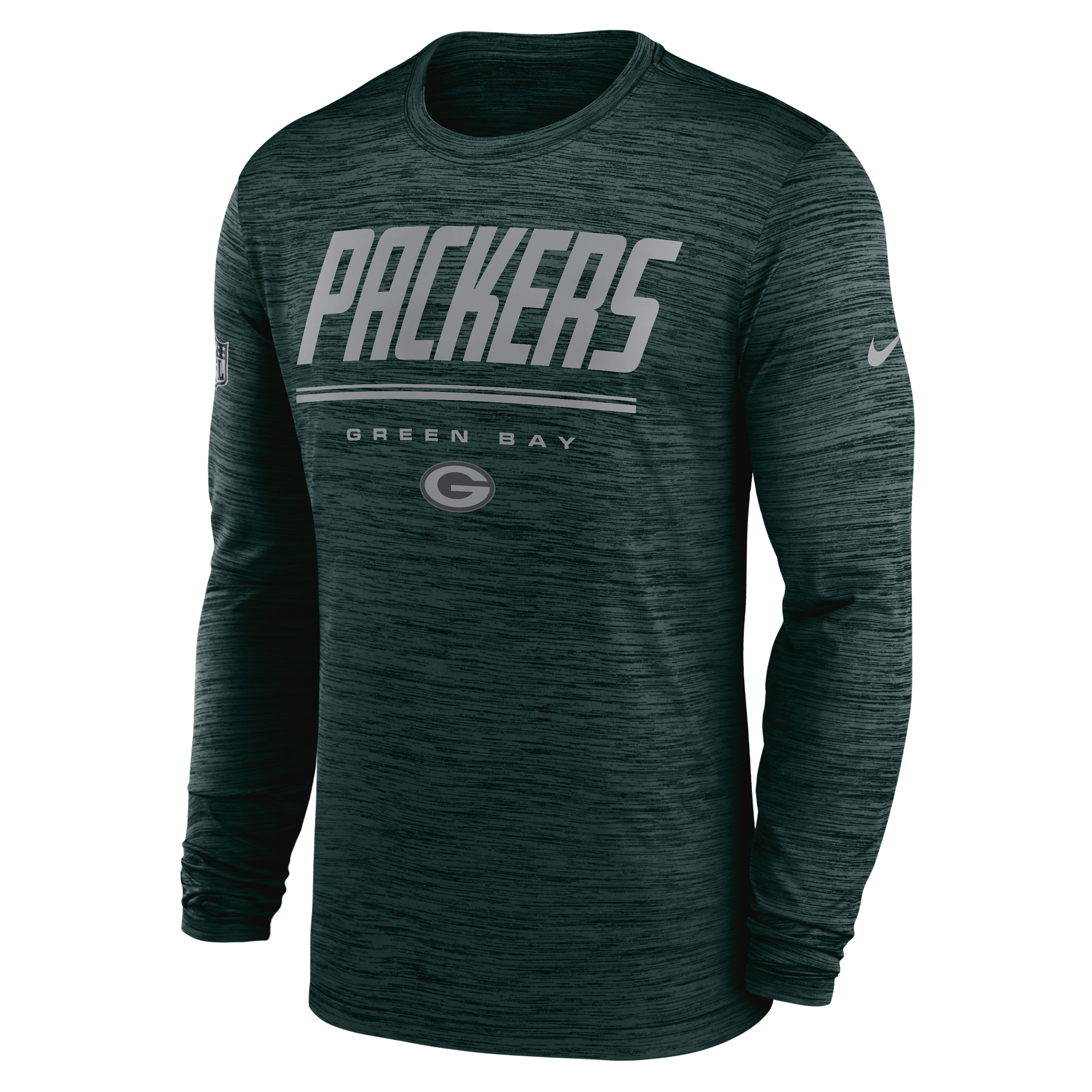 Green Bay Packers Sideline Team Issue Velocity Nike Men's Dri-FIT NFL Long-Sleeve T-Shirt in Green | 02EQ3EE7T-CH4