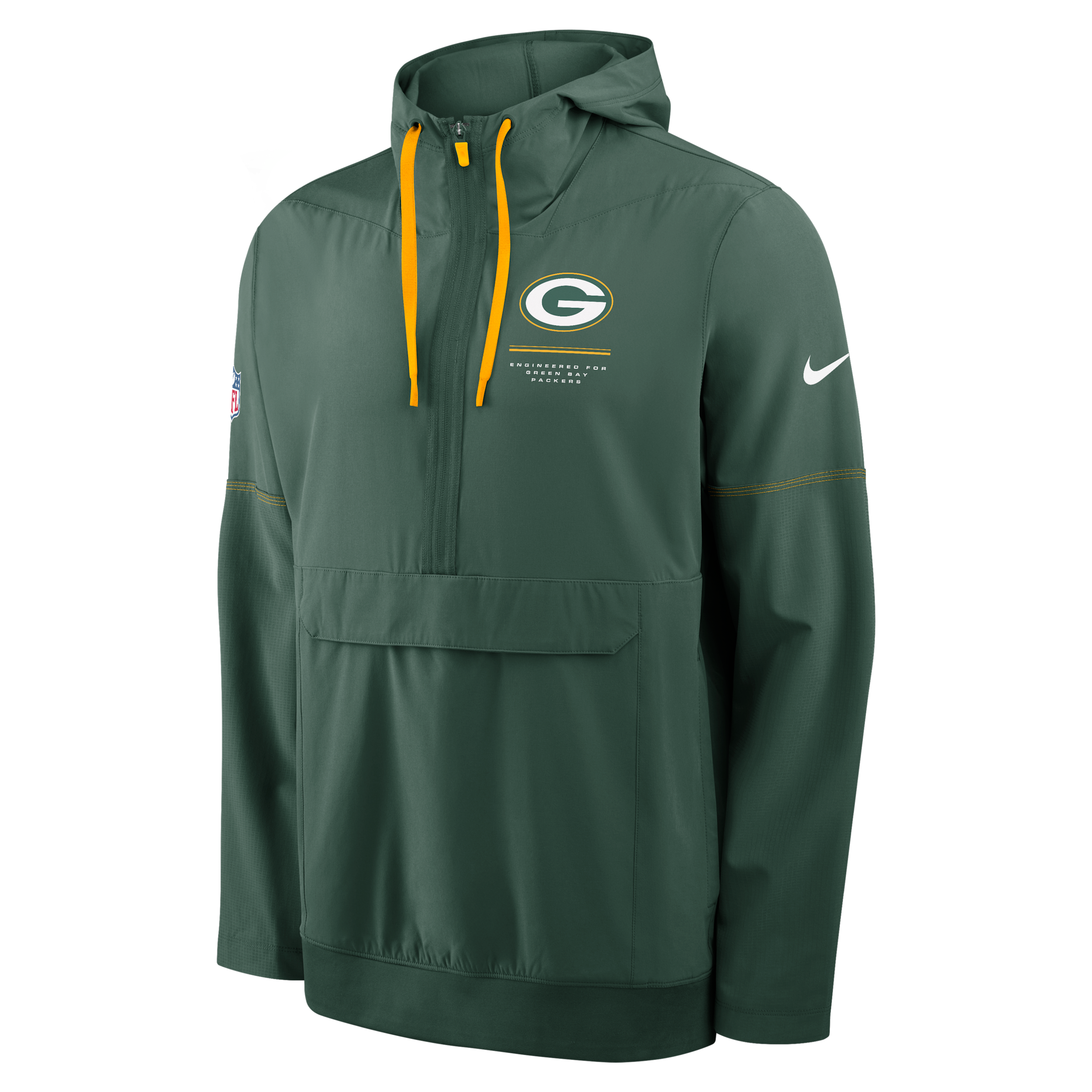 Green Bay Packers Sideline Anorak Nike Men's NFL 1/2-Zip Hooded Jacket in Green | 03AT063K7T-EKU
