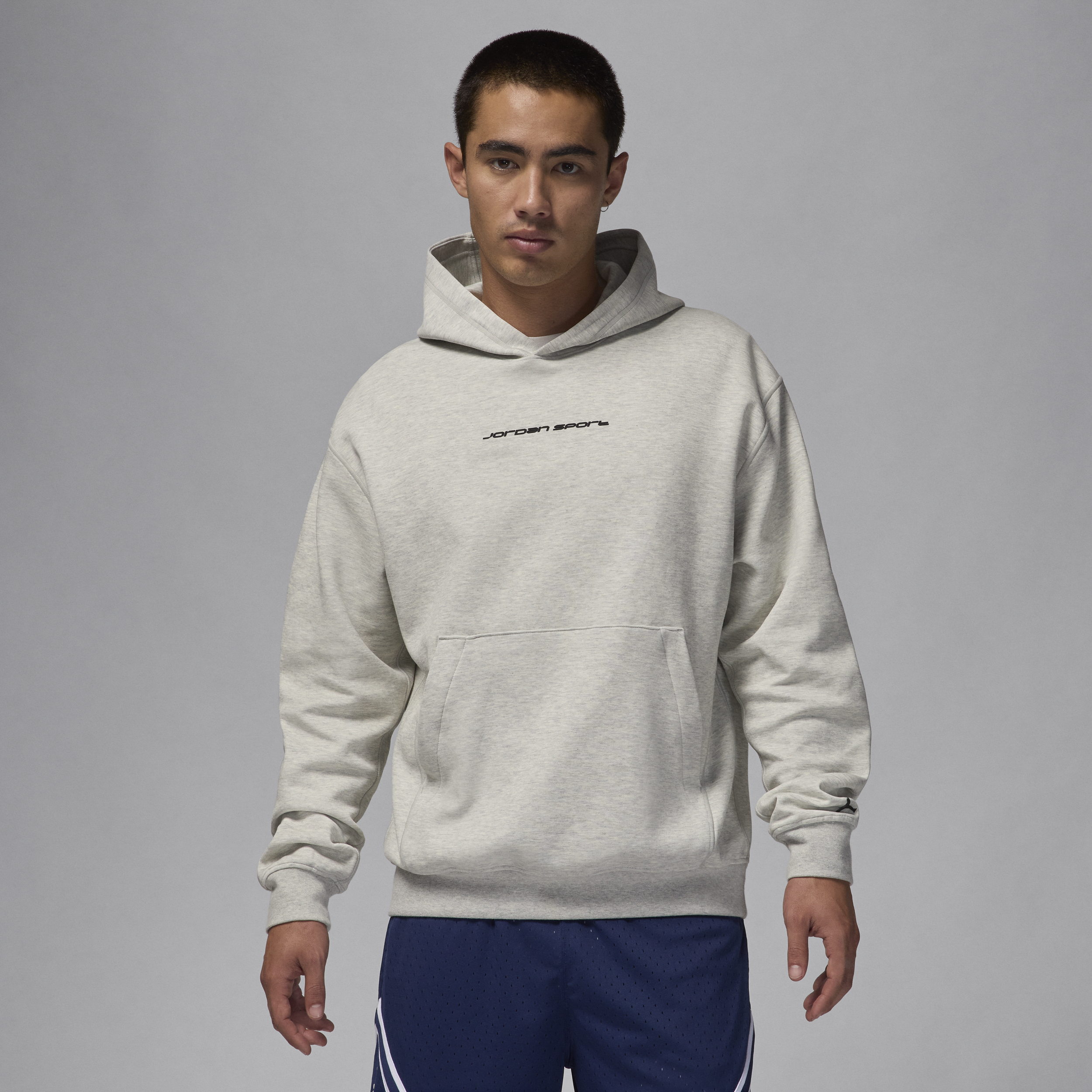 Shop Jordan Men's Sport Hoop Fleece Dri-fit Pullover Hoodie In Grey