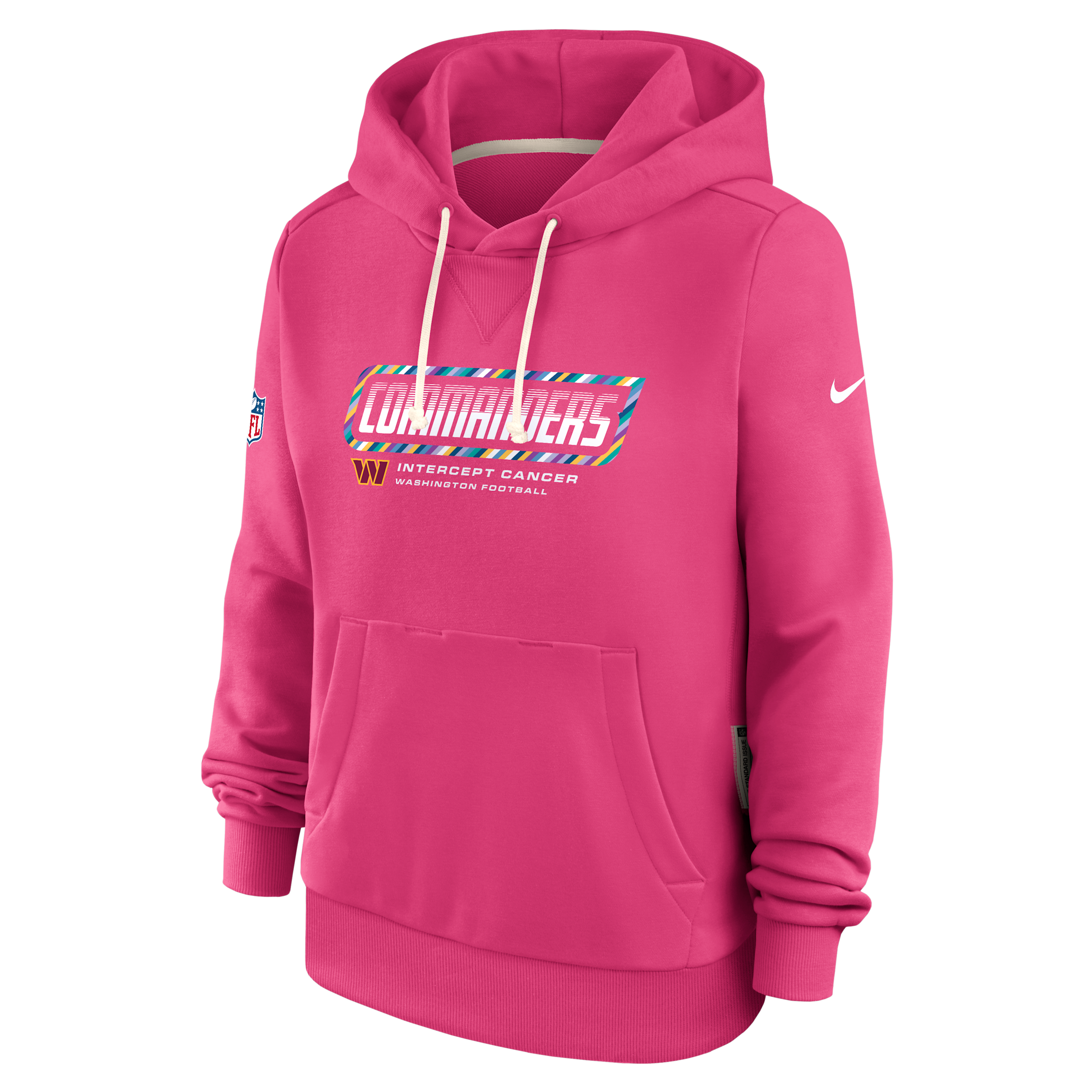 Washington Commanders Crucial Catch Standard Issue Nike Women's Dri-FIT NFL Pullover Hoodie in Pink | 03C368XZUZ-F9R