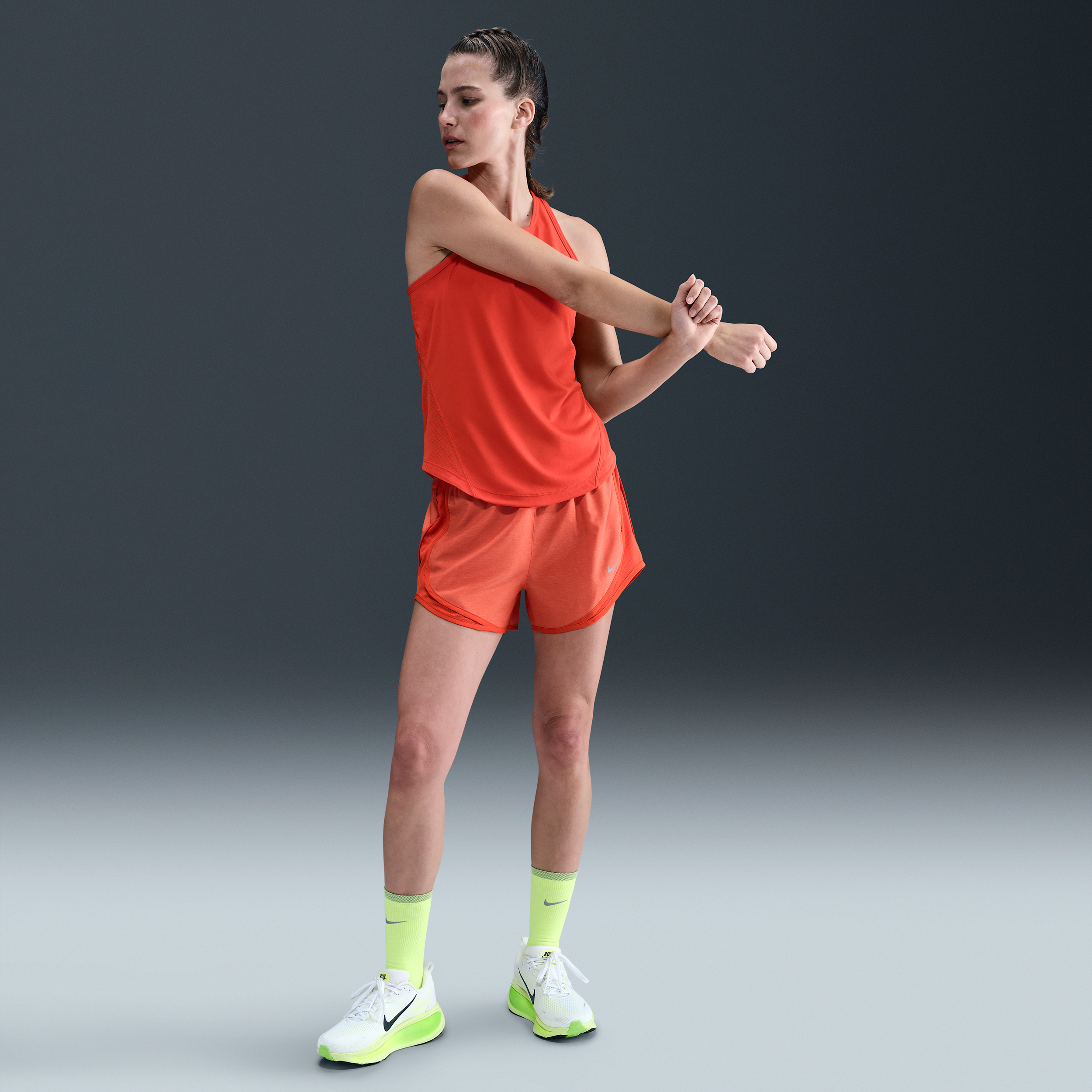 Nike Women's Tempo Dri-fit Mid-rise Brief-lined Running Shorts In Orange