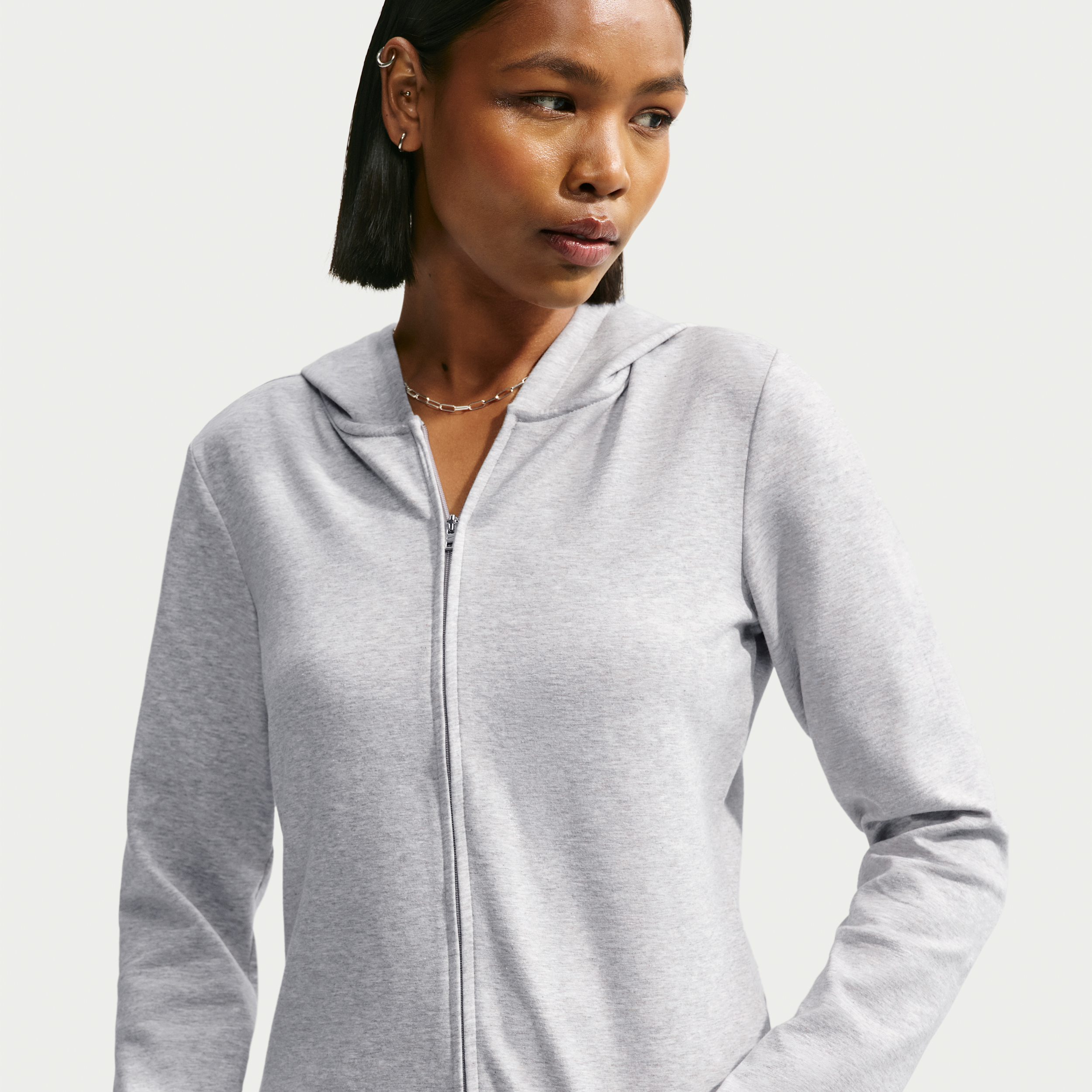 Women's Nike Sportswear Chill Knit Slim Long-Sleeve Full-Zip Top in Grey | IM8379-012