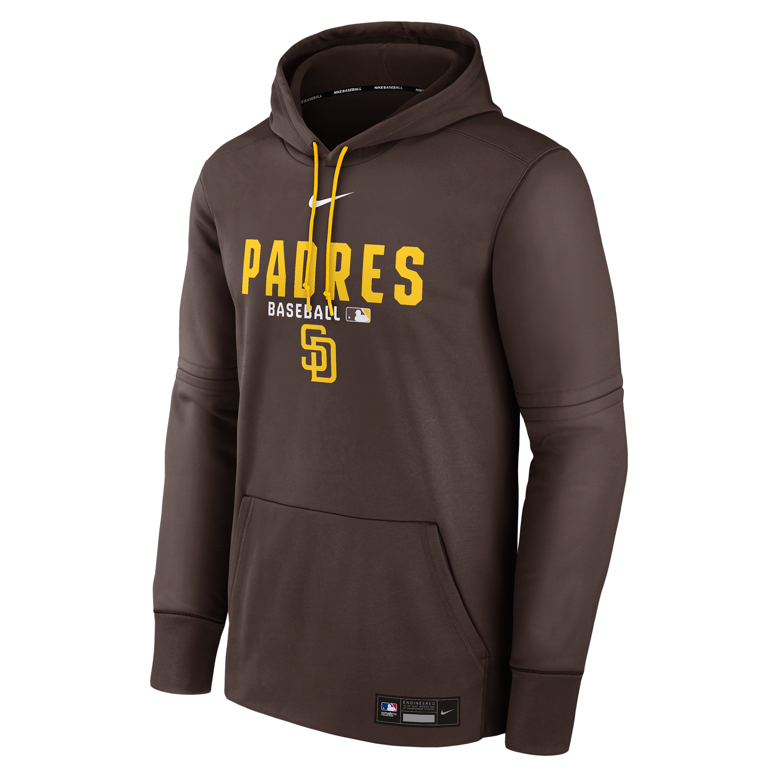 Men's San Diego Padres Authentic Collection Nike Therma MLB Pullover Hoodie in Brown | NAC3917ZPYP-RMG