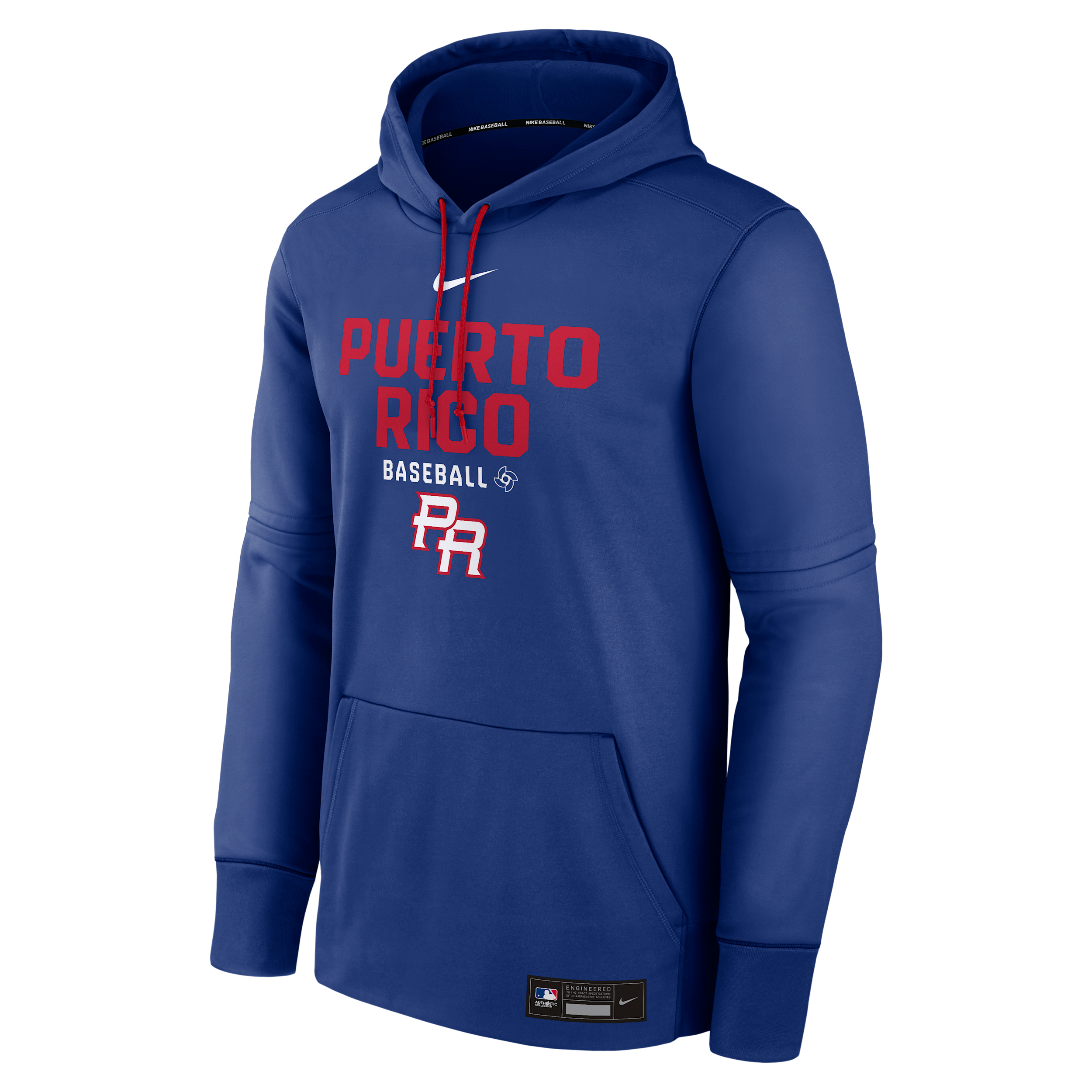 Men's Puerto Rico National Baseball Team 2026 World Baseball Classic Authentic Collection Nike Therma Pullover Hoodie in Blue | NAC3199NWBR-ABV