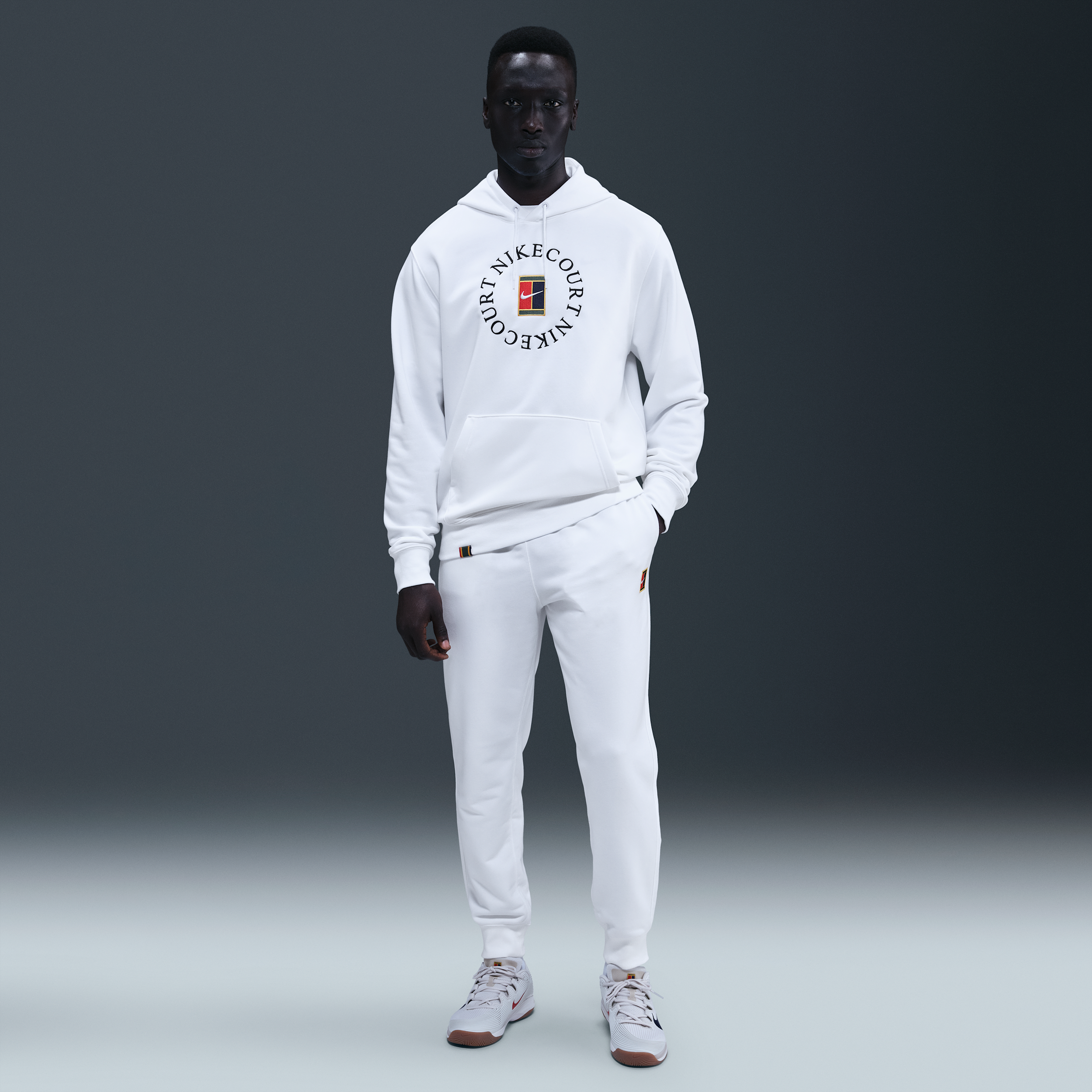 Nike Men's Court Heritage Dri-fit Fleece Tennis Jogger Pants In White