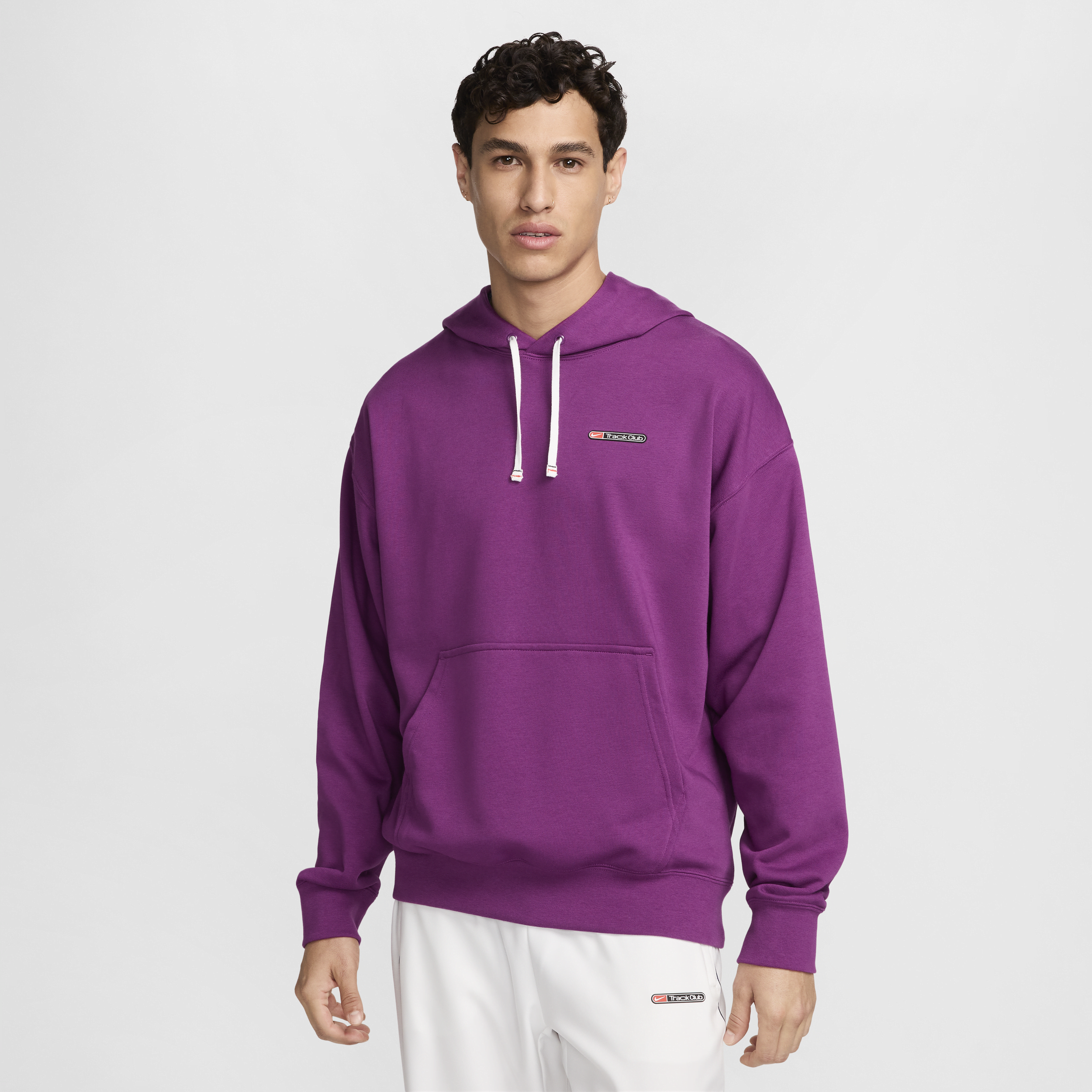 Shop Nike Men's Track Club Dri-fit Fleece Running Pullover In Purple
