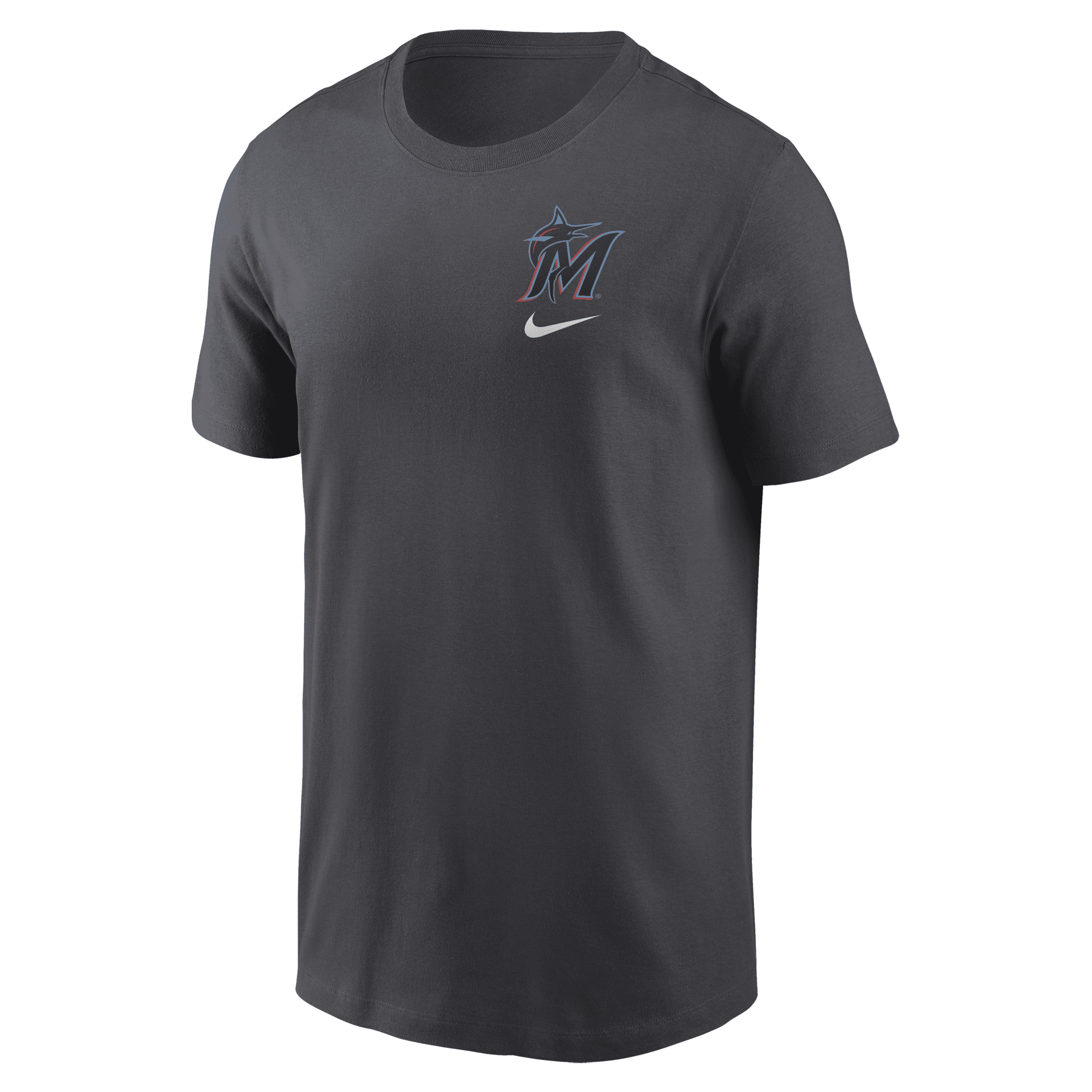 Shop Nike Miami Marlins Logo Sketch Bar  Men's Mlb T-shirt In Grey