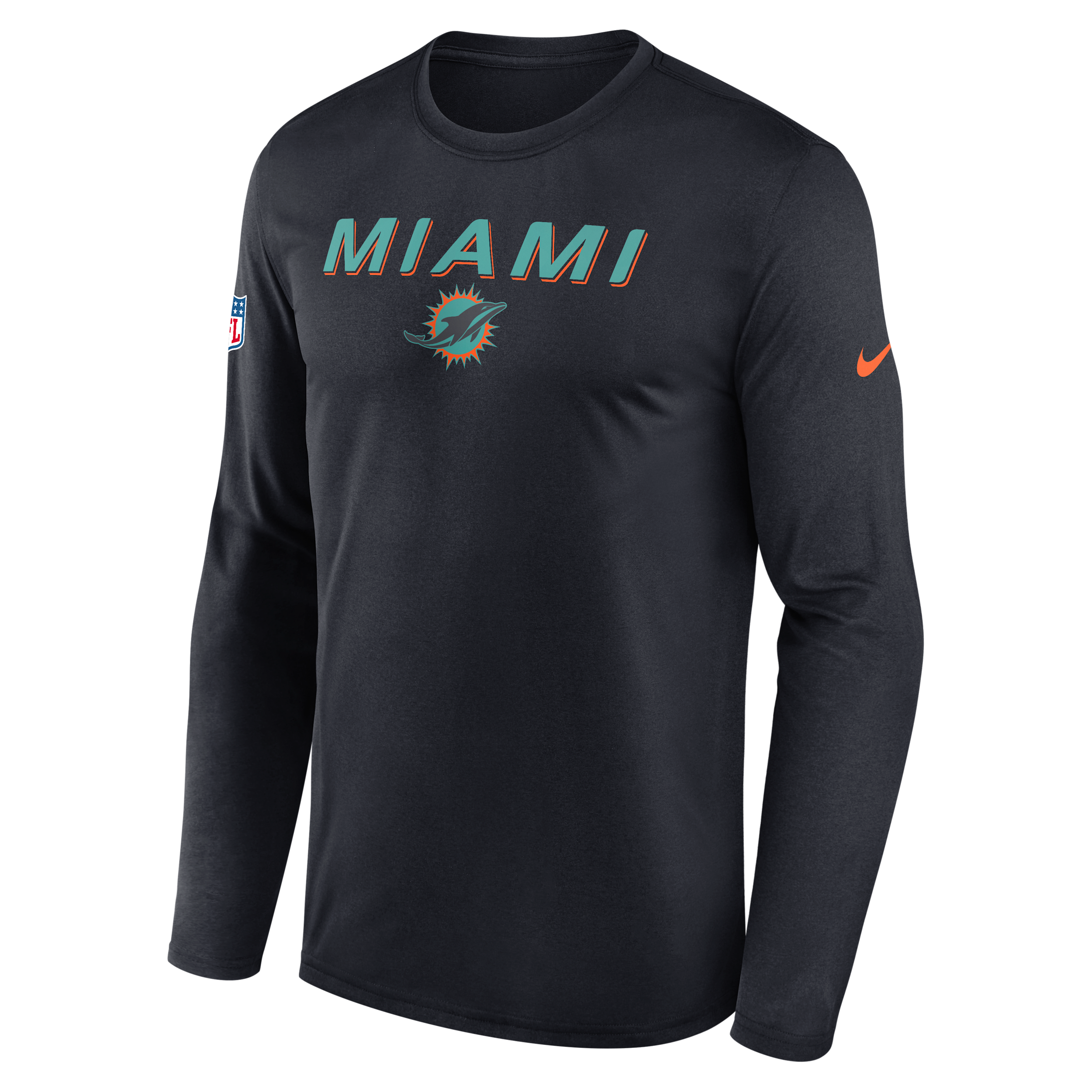 Miami Dolphins Rivalries Collection Sideline Legend Nike Men's Dri-FIT NFL Long-Sleeve T-Shirt in Blue | 02TJ4FA9P-X5L