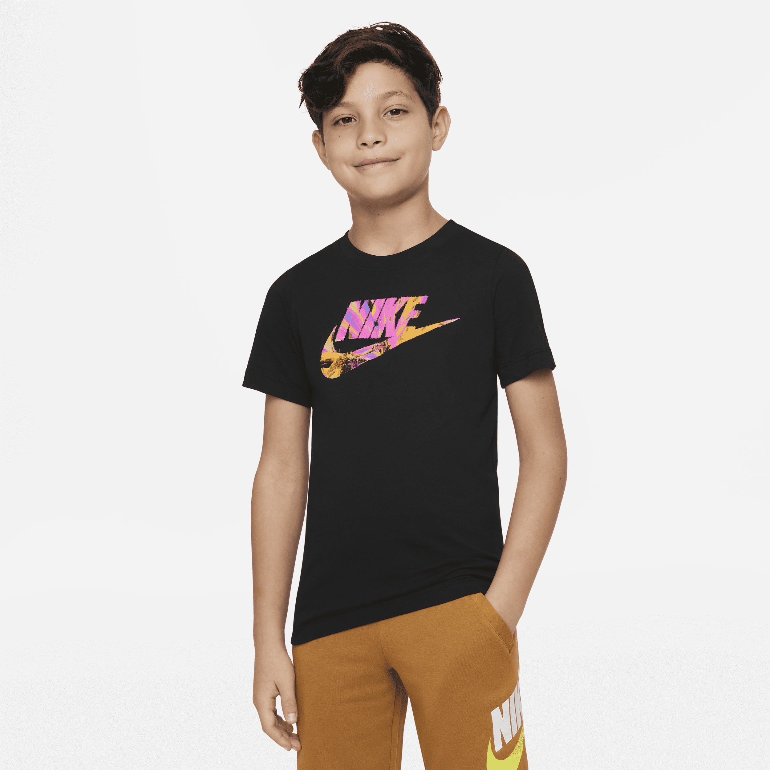 Nike Kids' Sportswear Logo Cotton Graphic Tee In Black