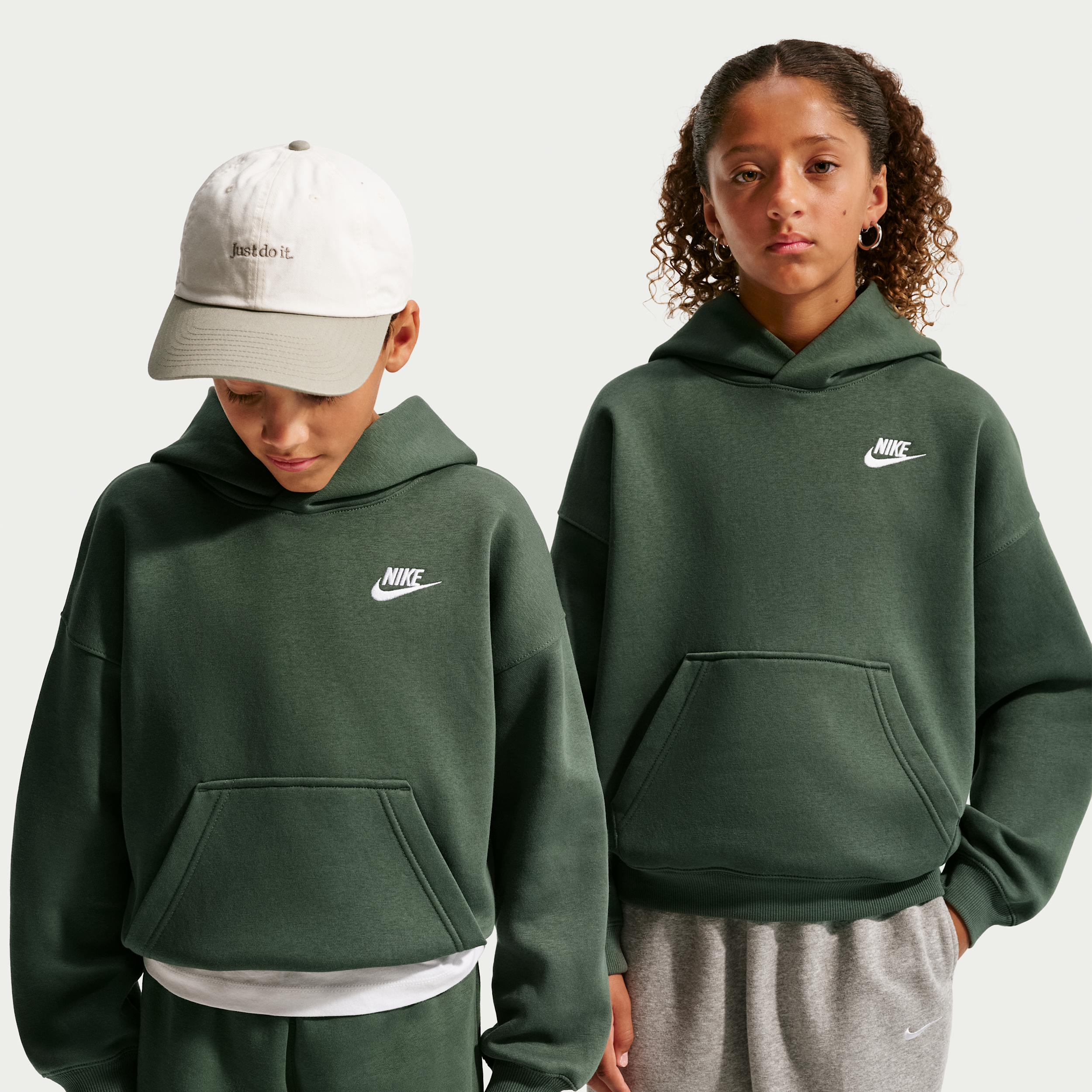 Nike Sportswear Club Fleece Big Kids' Oversized Hoodie in Green | IM4935-303