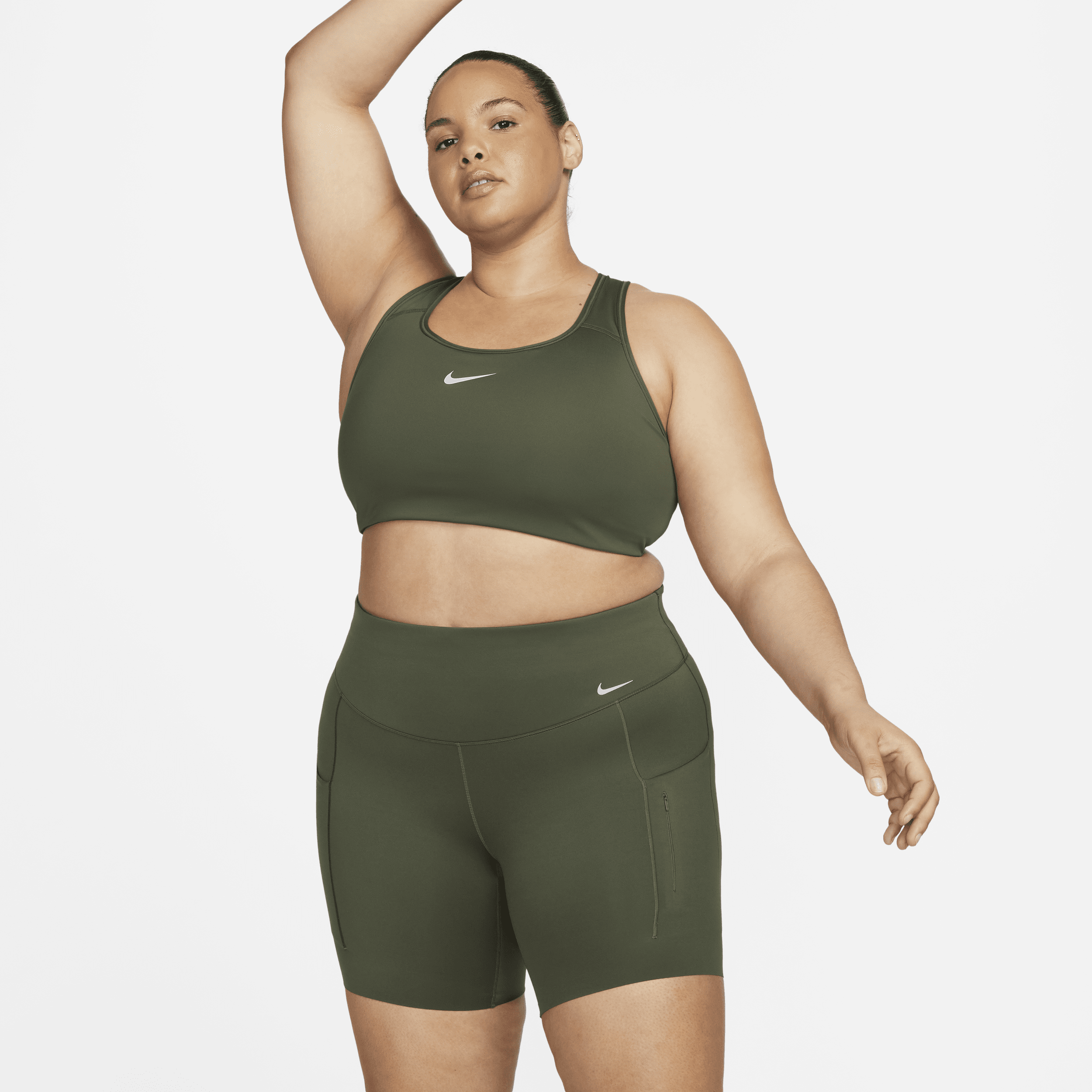 Nike Women's Go Firm-support High-waisted 8" Biker Shorts With Pockets (plus Size) In Green