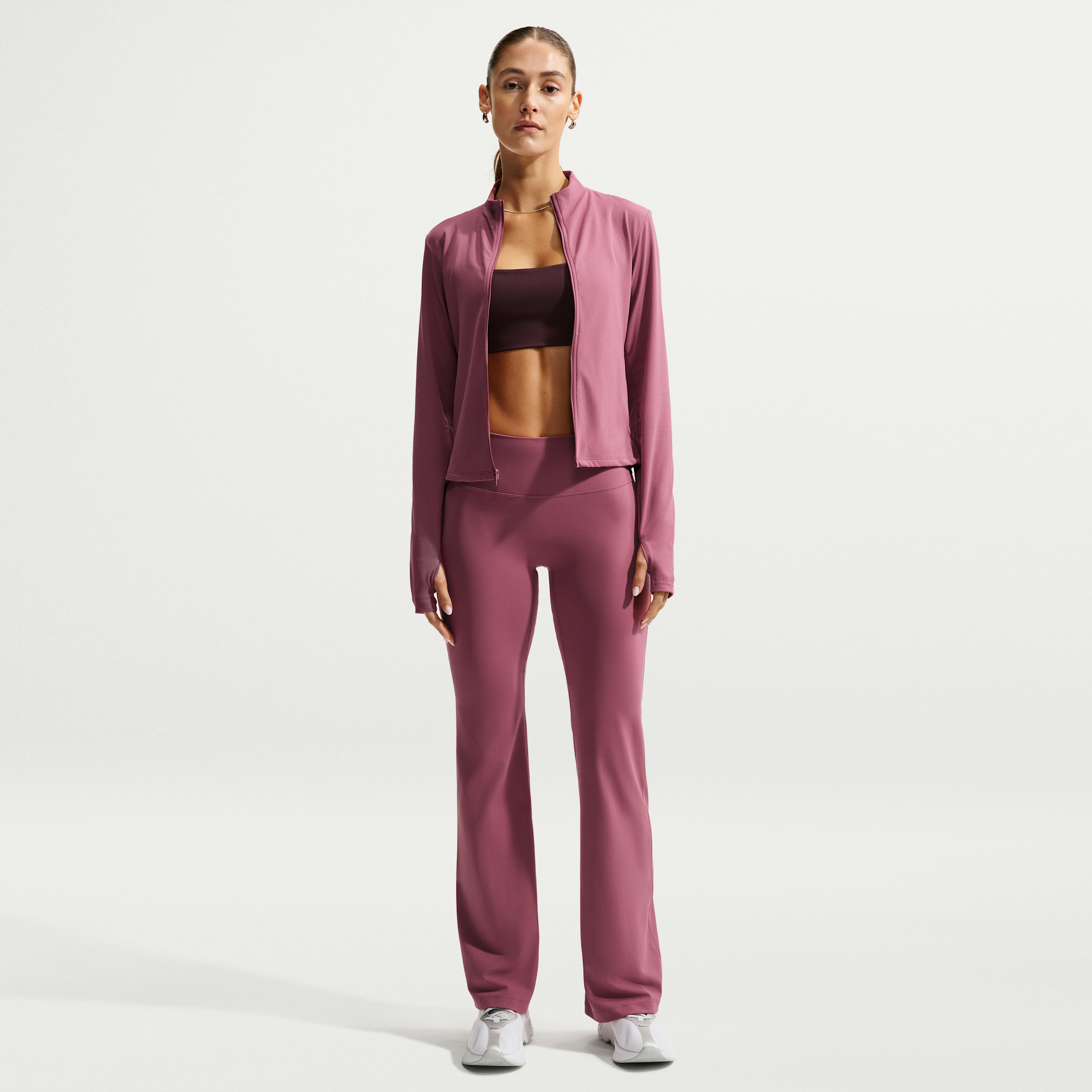 Nike Women's Zenvy High-waisted Flared Leggings With No Front Seam In Red