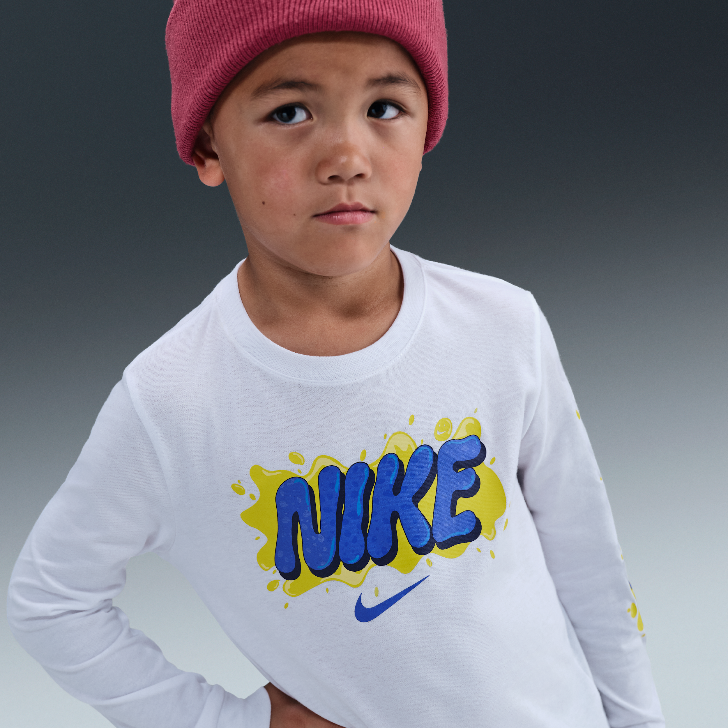 Nike Toddler & Little Boys Slime Logo Graphic Long-sleeve T-shirt In White