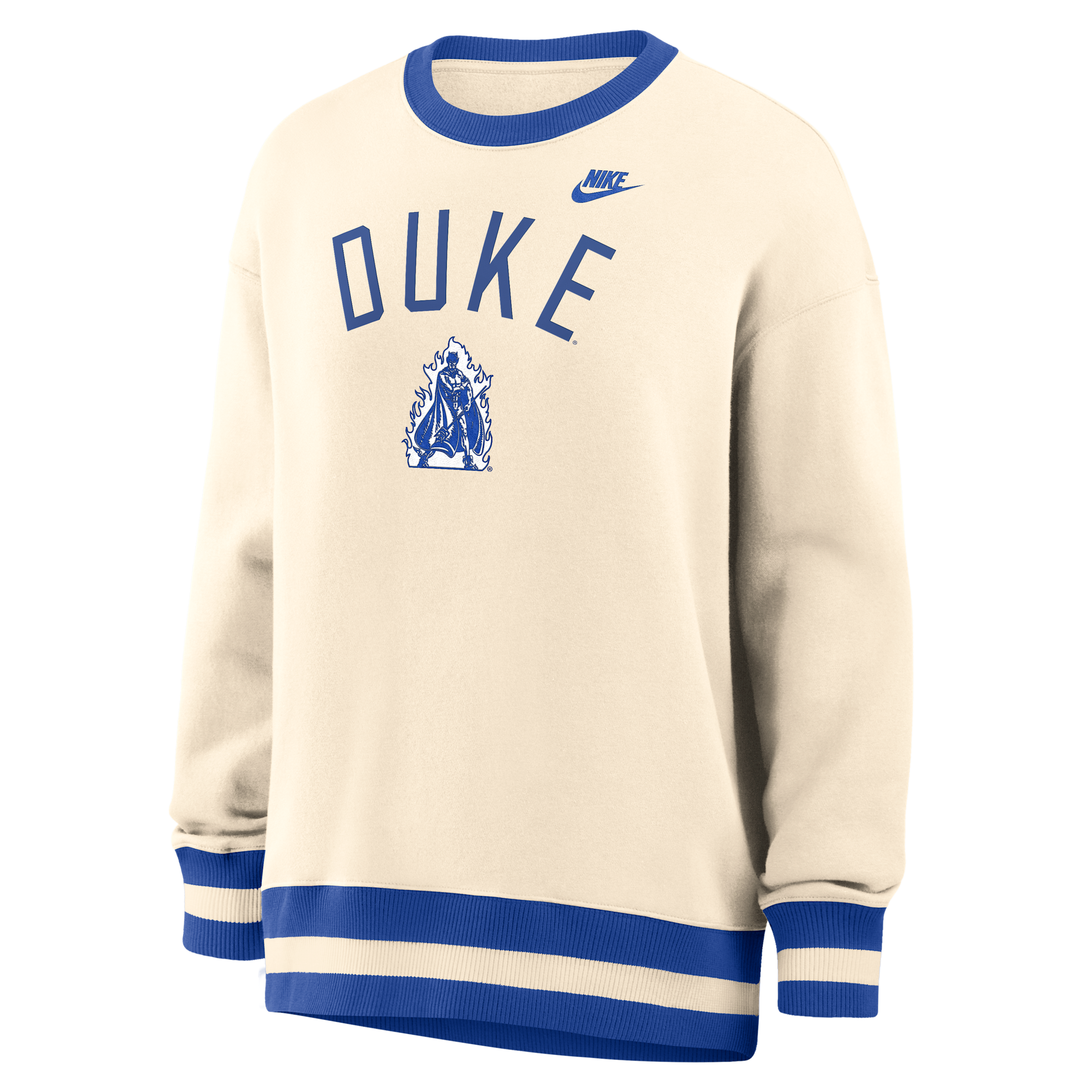 Nike Women's Natural Duke Blue Devils Oversized Legacy Arch Phoenix Sweatshirt - Natural