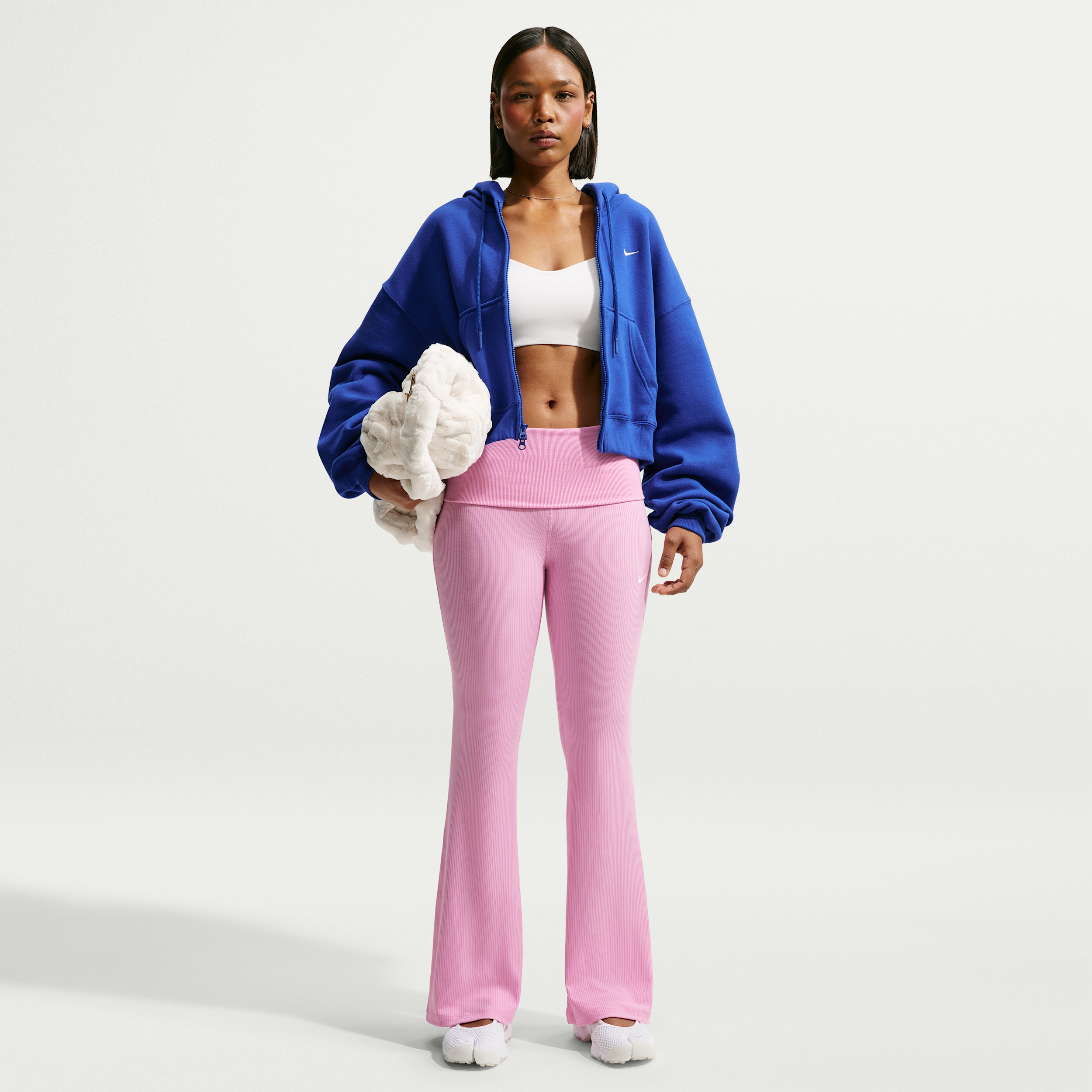 Women's Nike Sportswear Chill Knit Mid-Rise Tight Ribbed Pants in Pink | IF0240-621