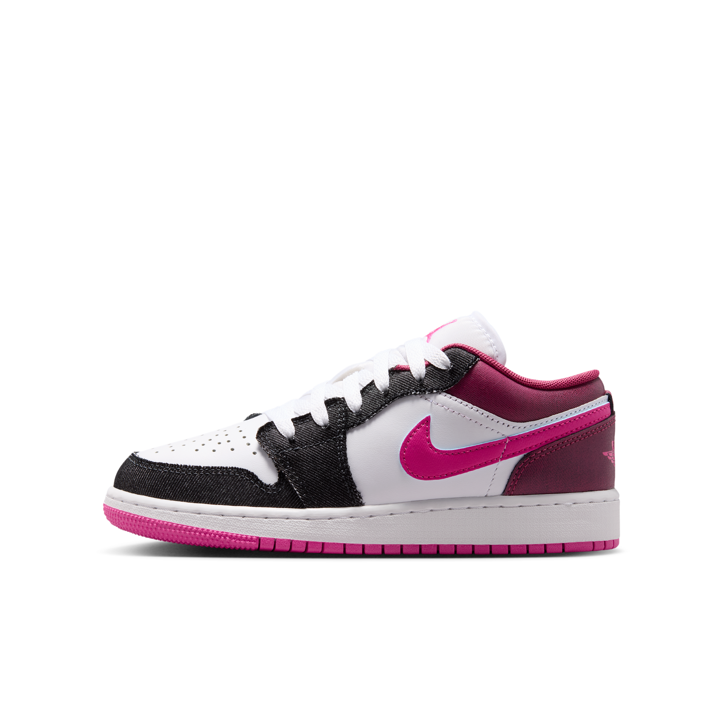 Jordan Kids' Grade School Air Jordan 1 Low Basketball Shoes, Size 5, Black/Pink/White/Blue