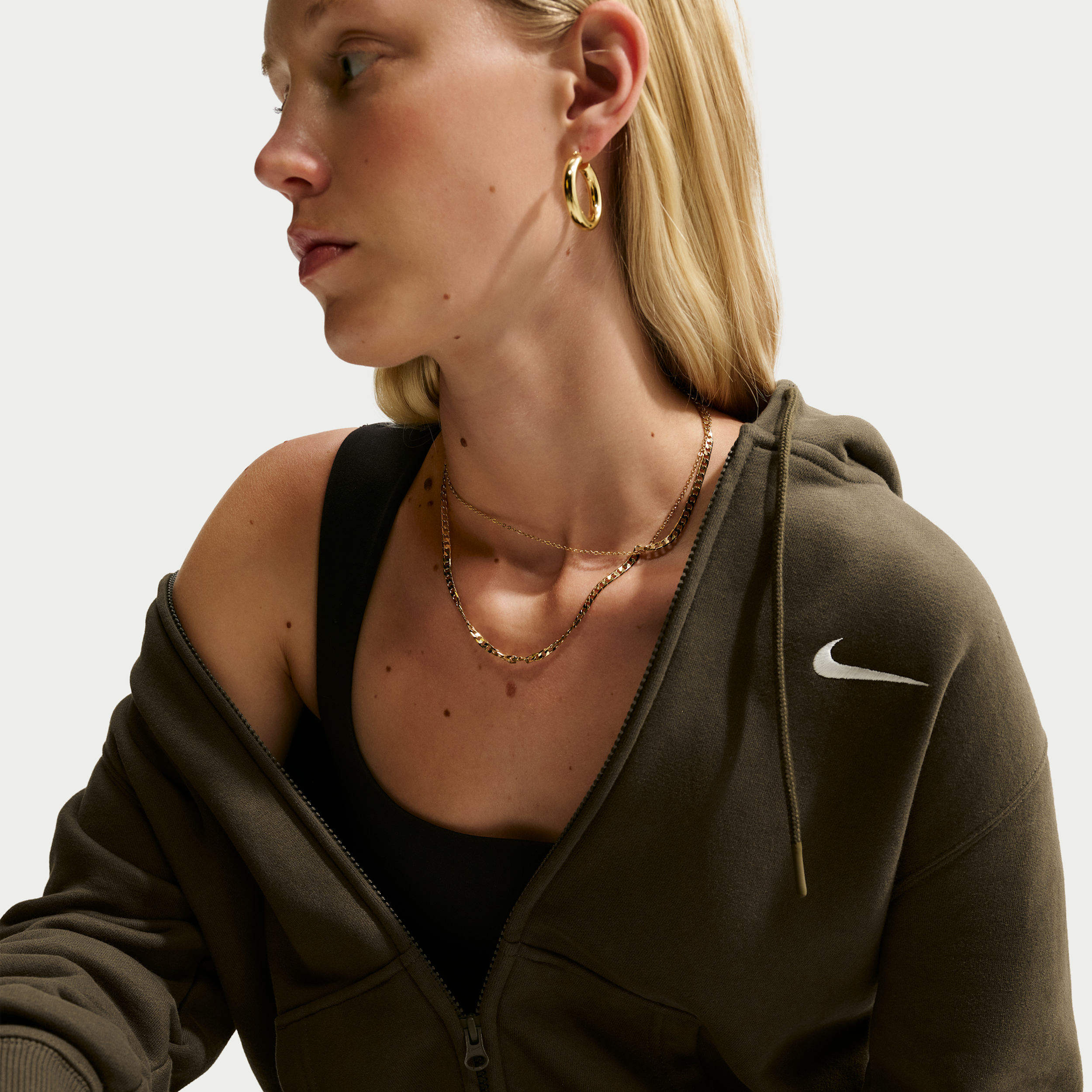 Nike Women's Studio Fleece Medium Weight Full-Zip Hoodie in Brown | IR8304-212