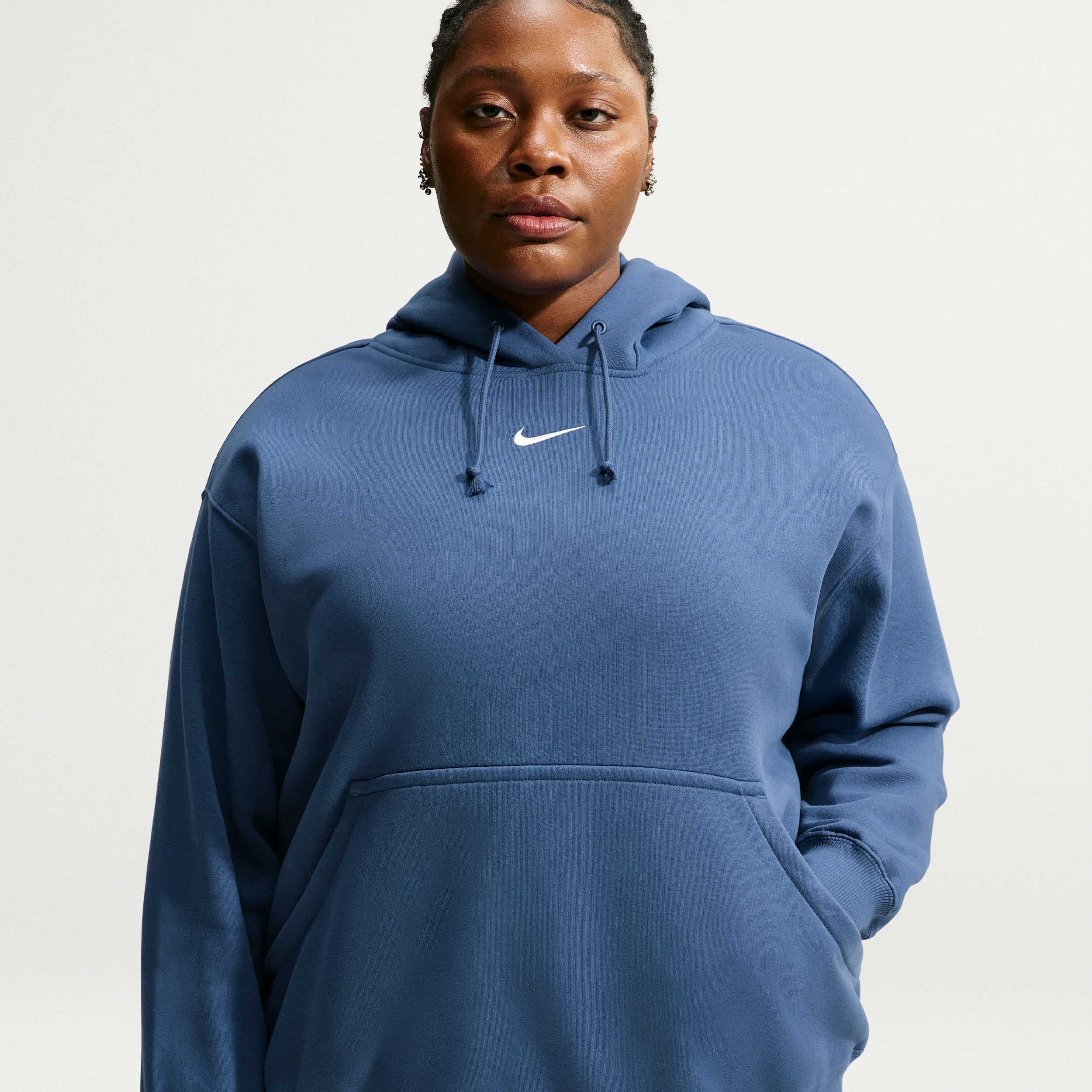 Women's Nike Sportswear Phoenix Fleece Oversized Pullover Hoodie (Plus Size) in Blue | DV4984-462