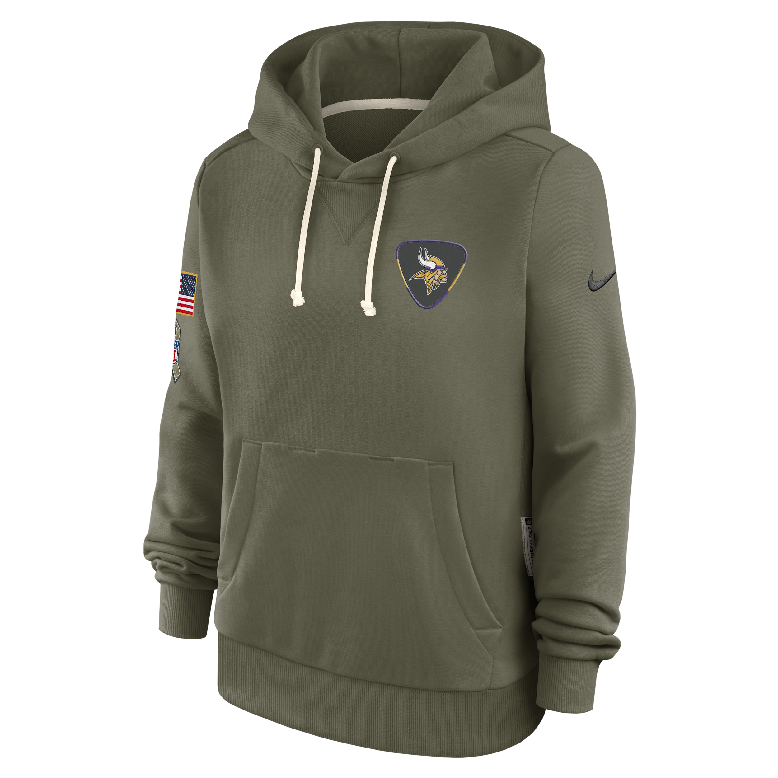 Nike Minnesota Vikings Salute To Service Sideline Women's Dri-fit Nfl Pullover Hoodie In Brown