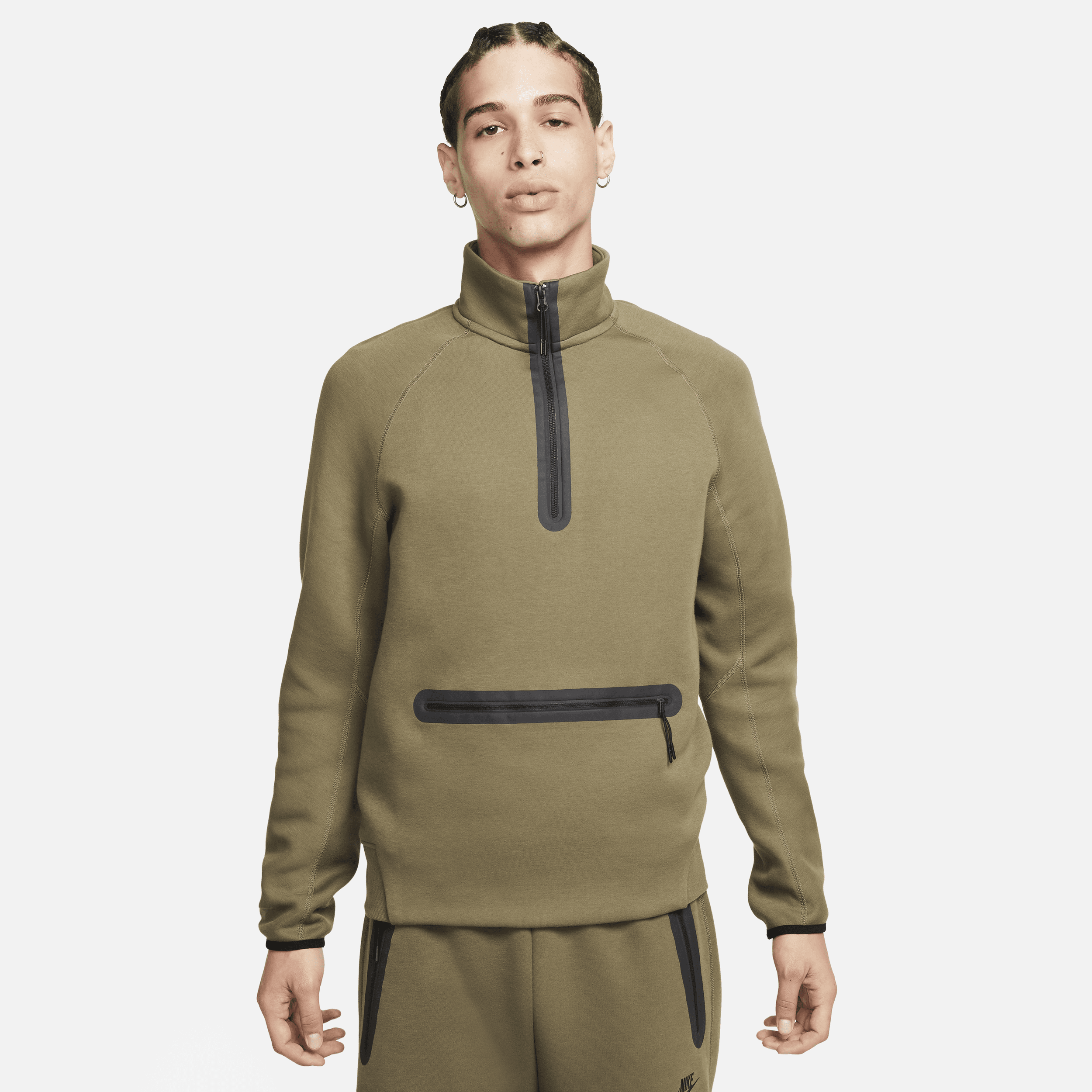Shop Nike Men's  Sportswear Tech Fleece 1/2-zip Sweatshirt In Green