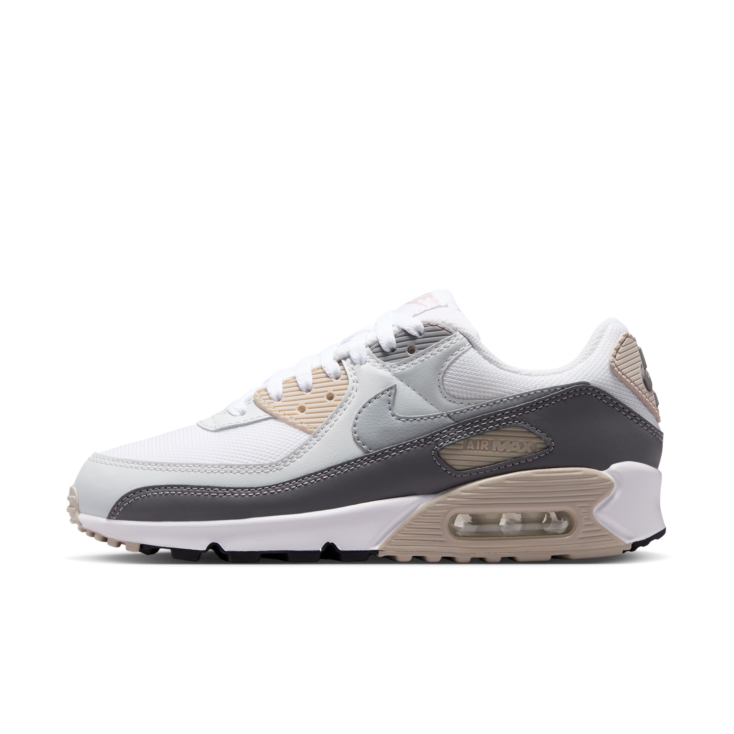 Nike Women's Air Max 90 Shoes, Size 5.5, Cream/Wolf Gry/Pencil Pnt