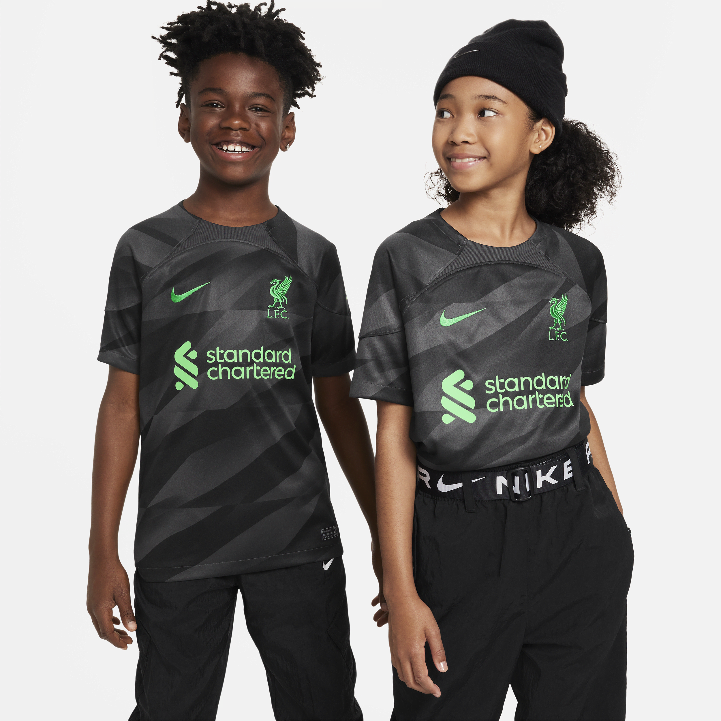 Nike Liverpool Fc 2023/24 Stadium Goalkeeper Big Kids'  Dri-fit Short-sleeve Soccer Jersey In Grey