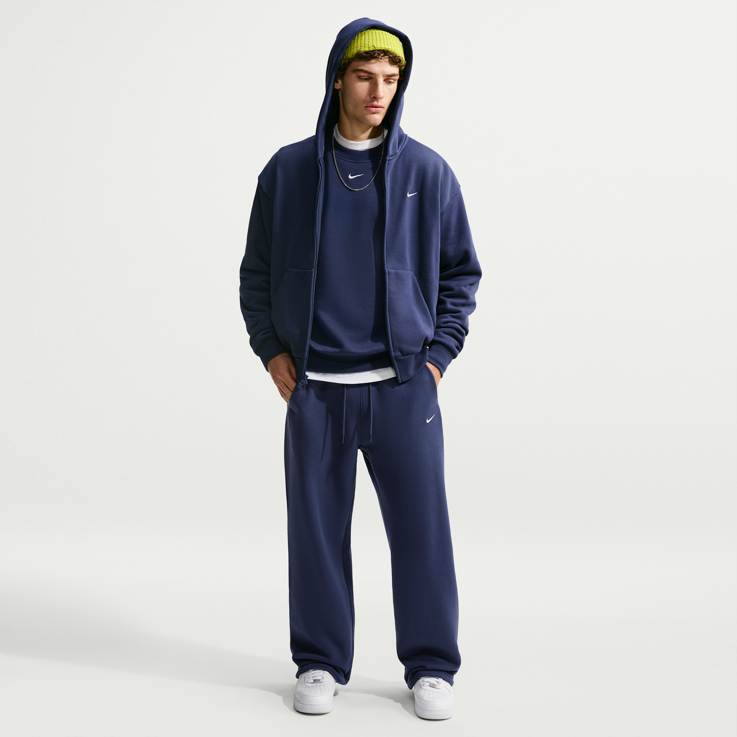 Nike Men's Solo Swoosh Fleece Bungee Pants, XL, Midnight Navy