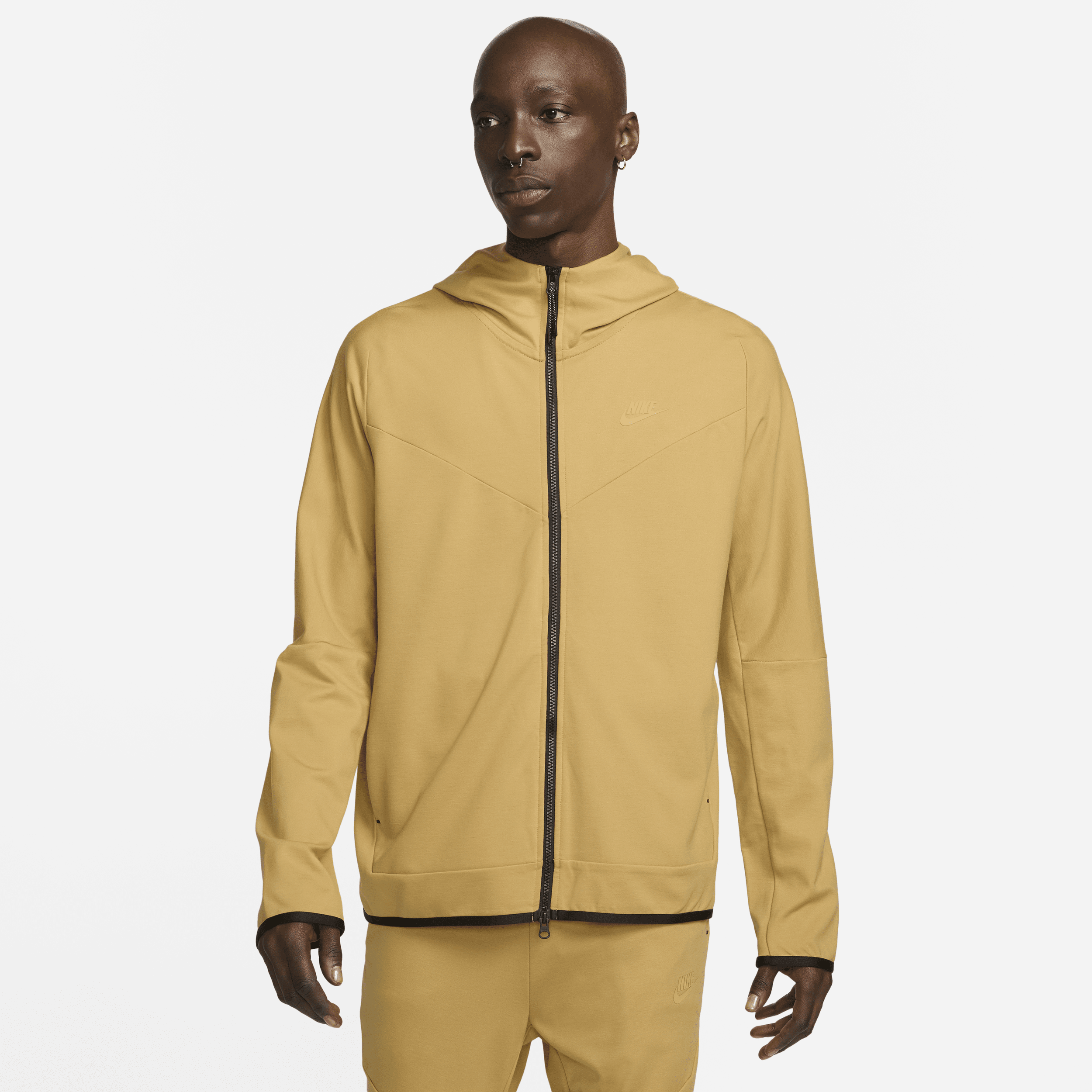 Nike Men's  Sportswear Tech Fleece Lightweight Full-zip Hoodie Sweatshirt In Wheat Gold/wheat Gold