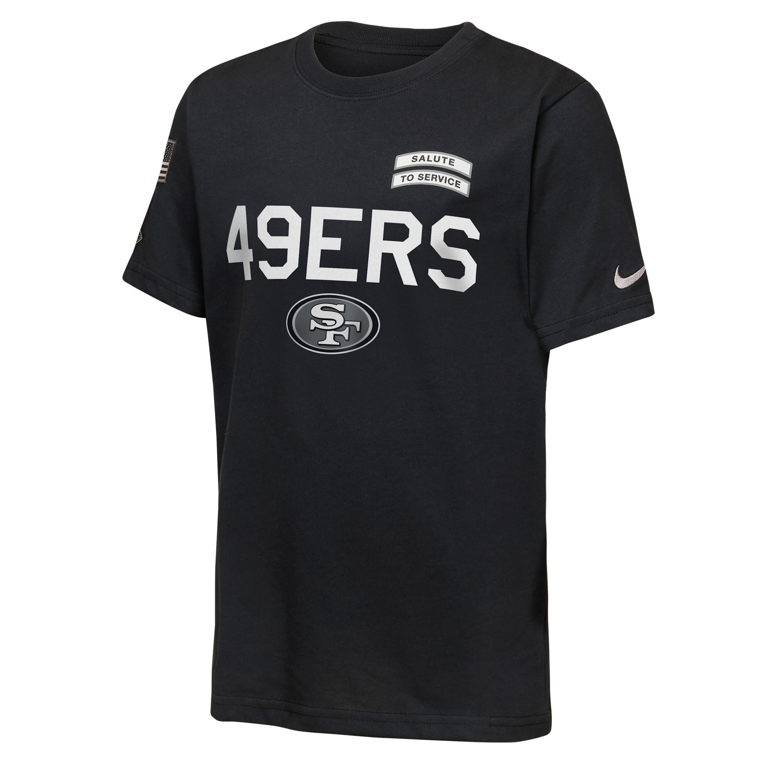 San Francisco 49ers Salute to Service Sideline Big Kids' Nike Dri-FIT NFL T-Shirt in Black | Z1B7NFQ749R-NAW