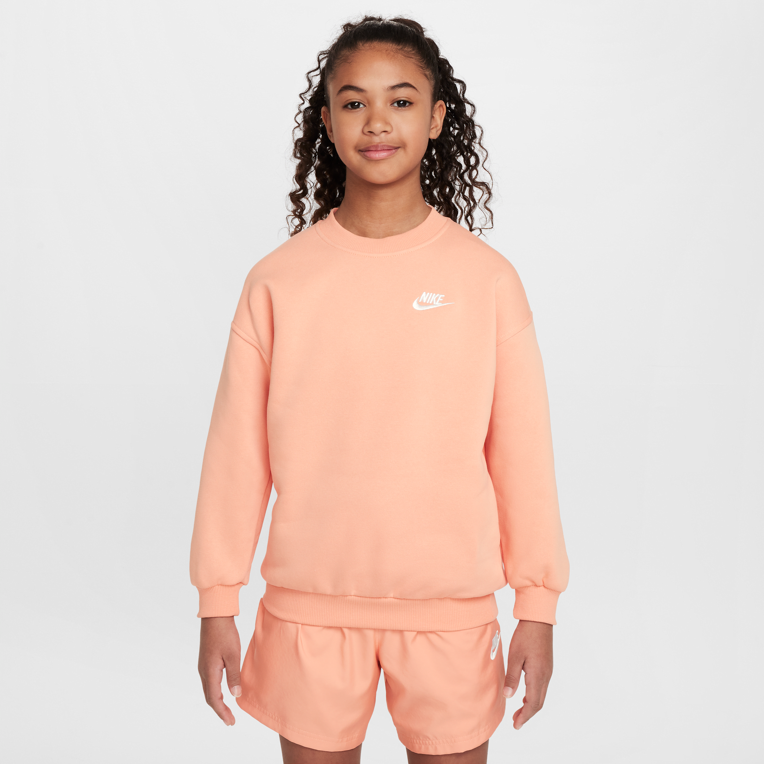Nike Sportswear Club Fleece Big Kids' Oversized Sweatshirt In Orange