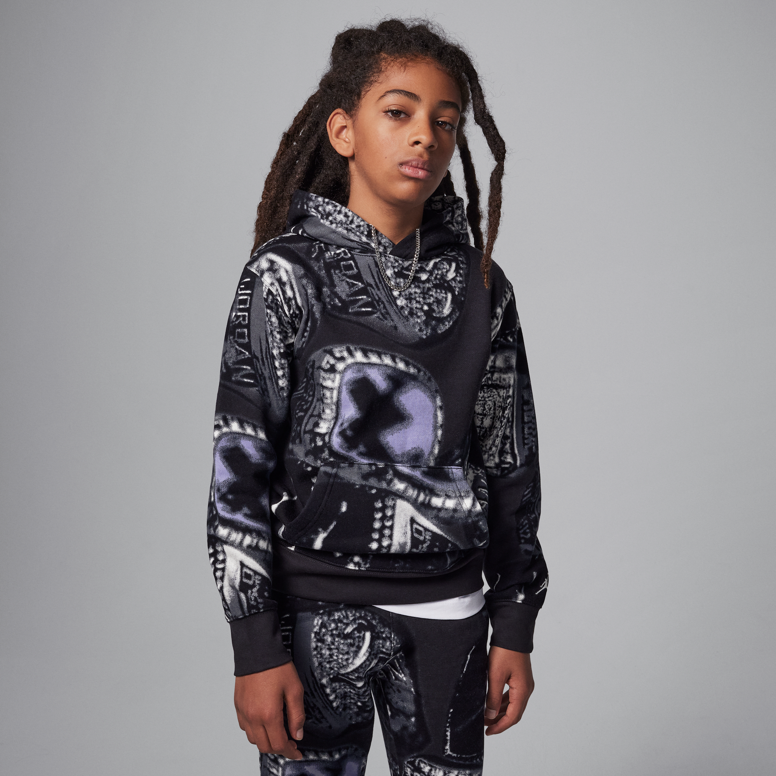 JORDAN MVP BIG KIDS' FLEECE PRINTED PULLOVER HOODIE