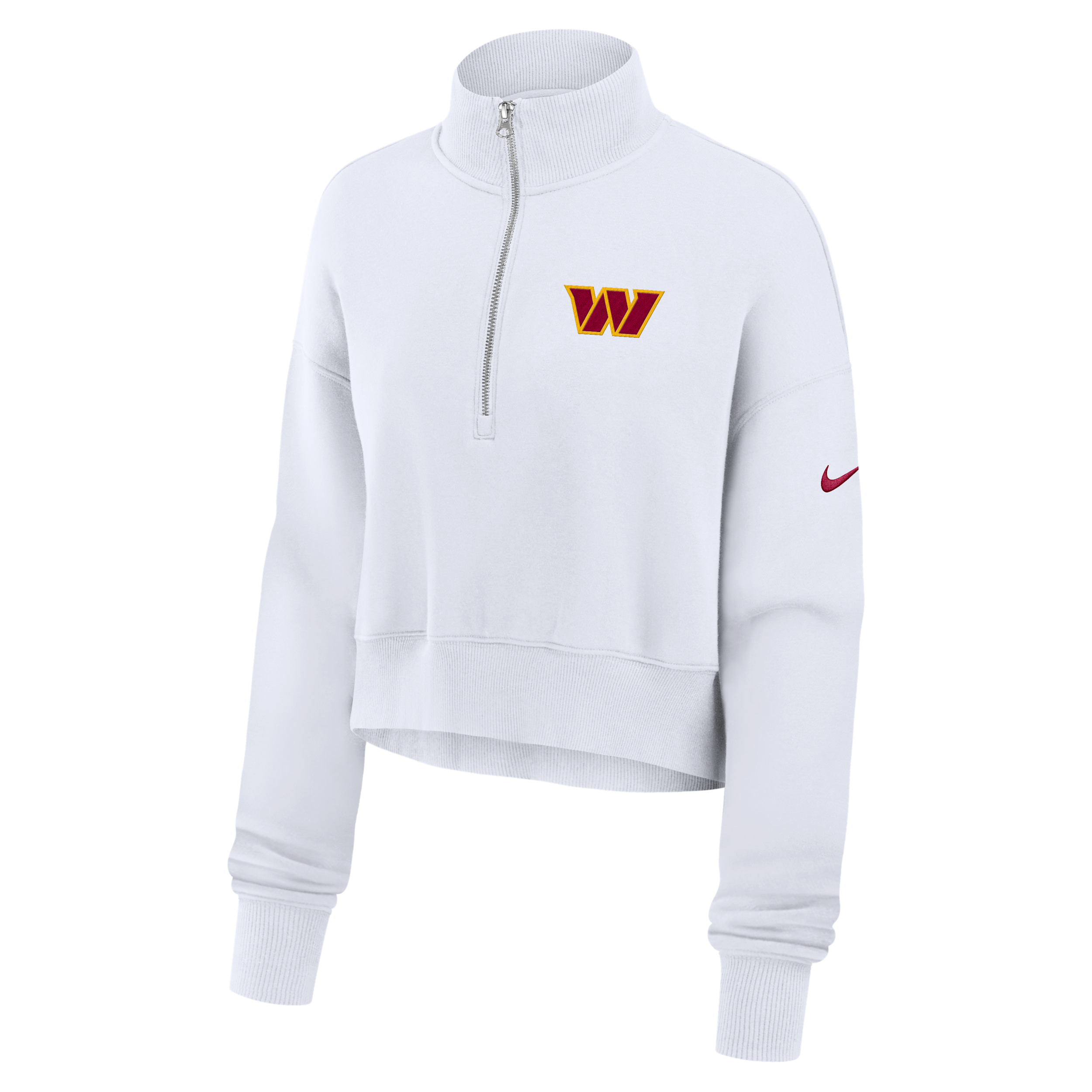 Washington Commanders Primetime Phoenix Nike Women's NFL Oversized Cropped 1/4-Zip Crew in White | 01N910A9E-LCD