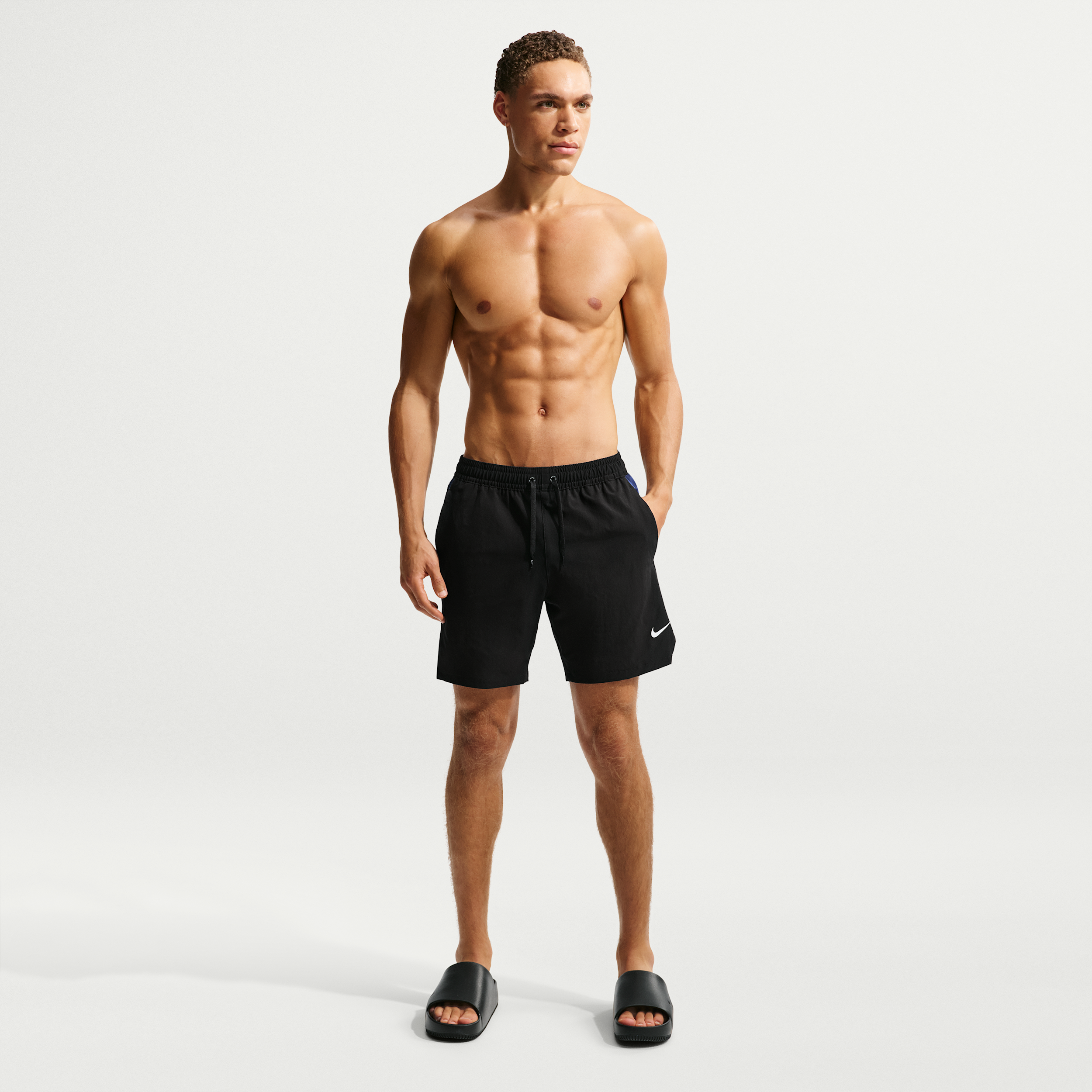 Nike Men's Swim Contend 7" Brief-Lined Volley Short in Black | NESSG486-434