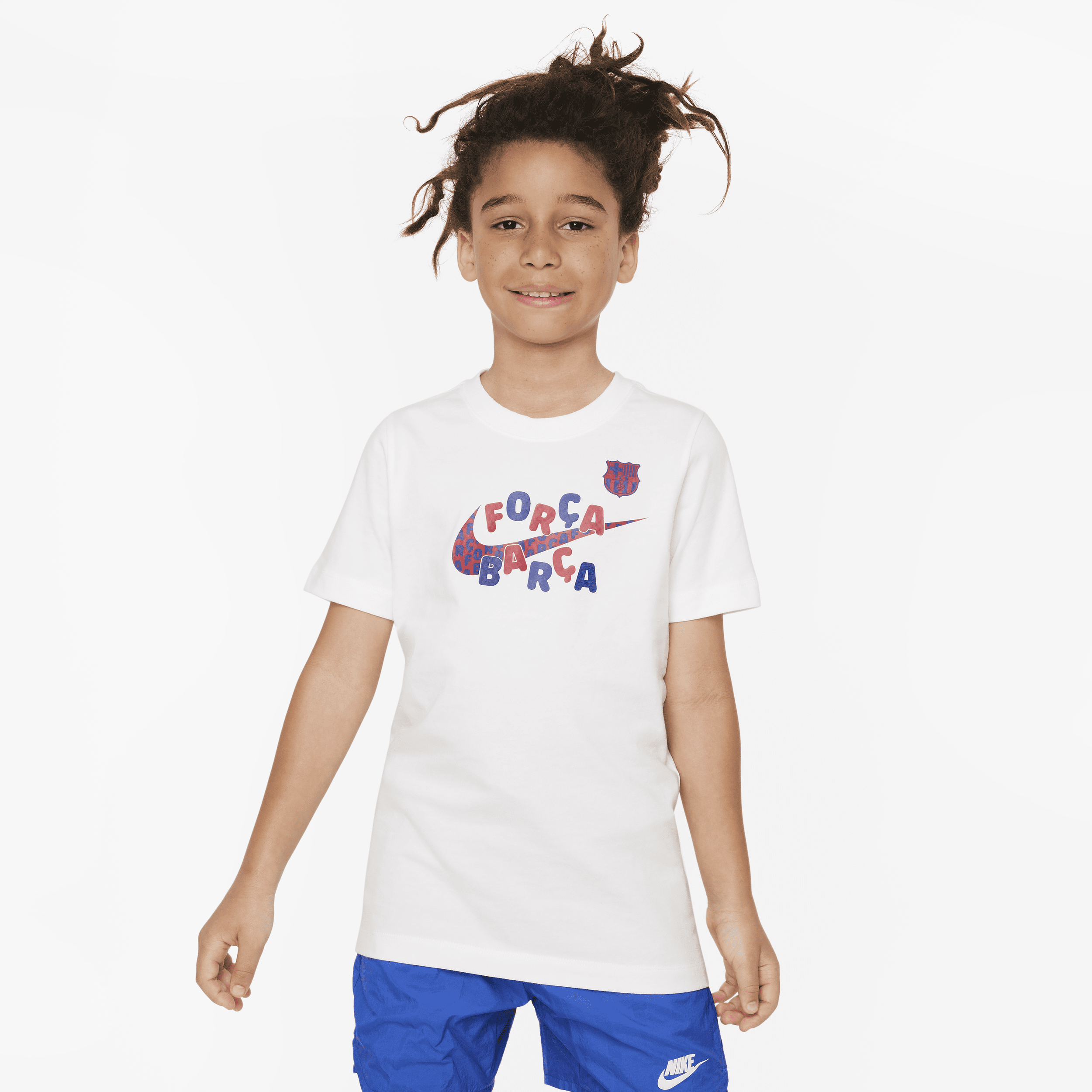 Nike Fc Barcelona Mascot Big Kids'  Soccer T-shirt In White