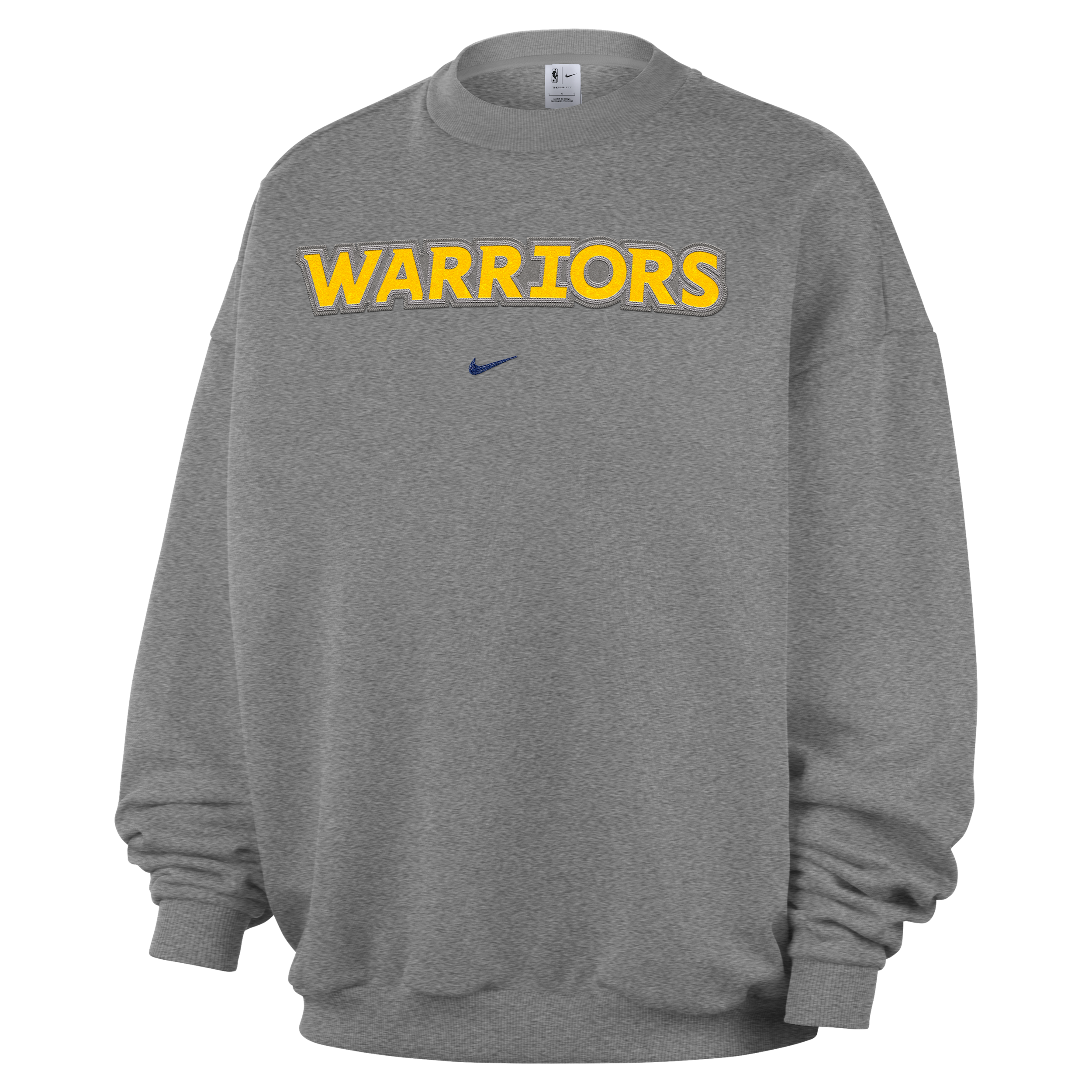 Nike Men's Dark Heather Gray Golden State Warriors Standard Issue Wordmark Fleece Therma-Fit Sweatshirt - Dark Heather Gray
