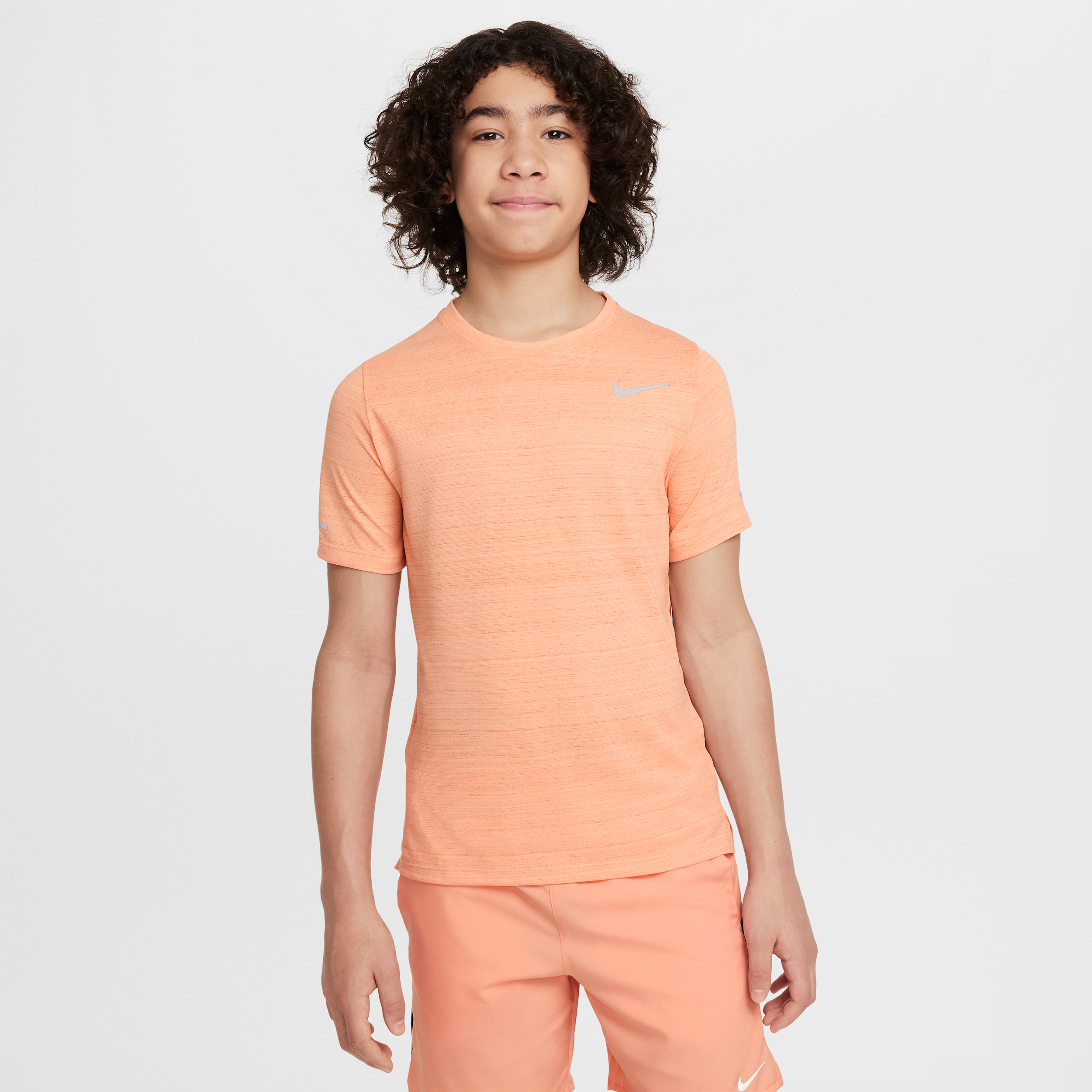 Nike Dri-fit Miler Big Kids' (boys') Training Top In Orange
