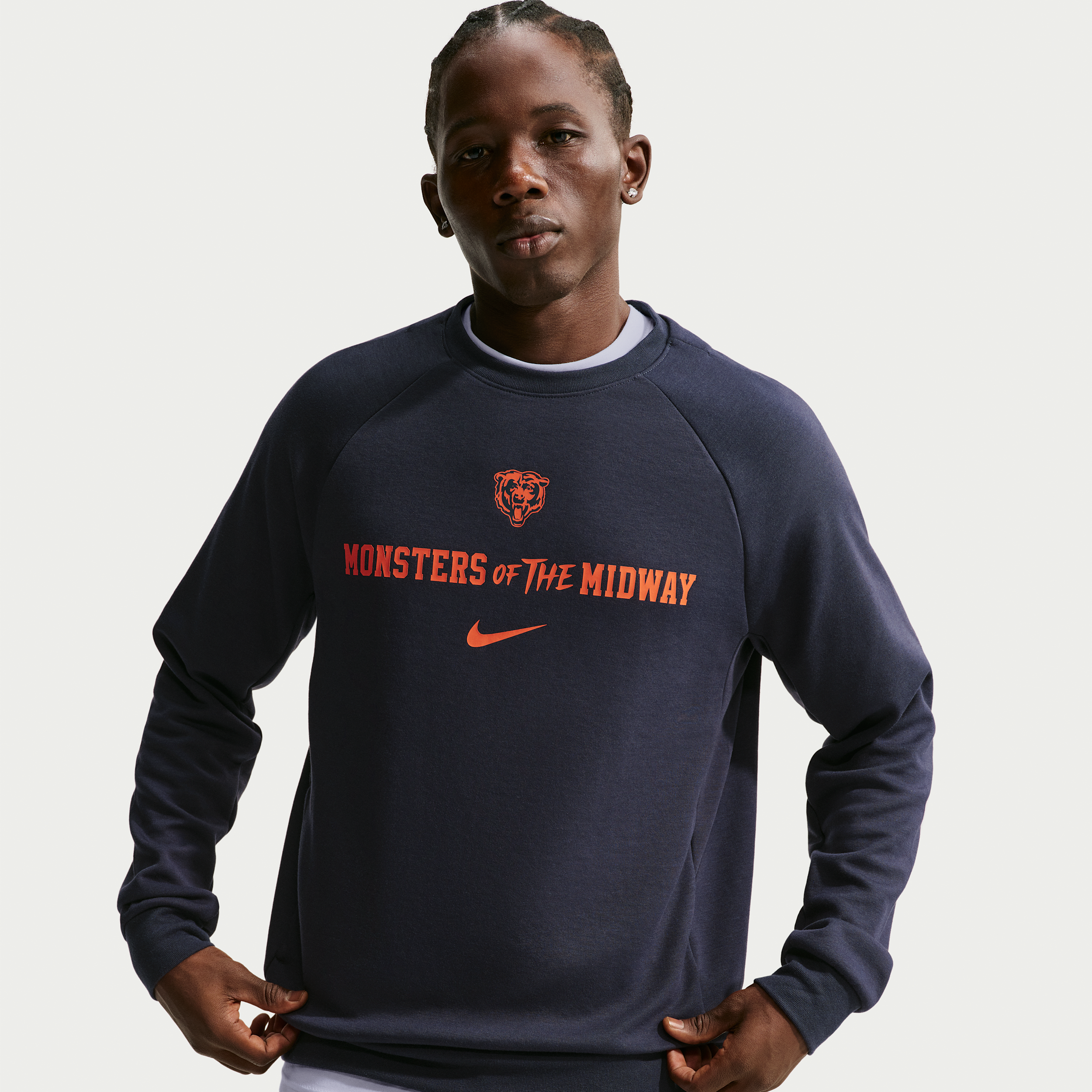 Chicago Bears Rivalries Collection Primary Nike Men's Dri-FIT NFL Pullover Crew in Blue | 03EK41L7Q-8LC