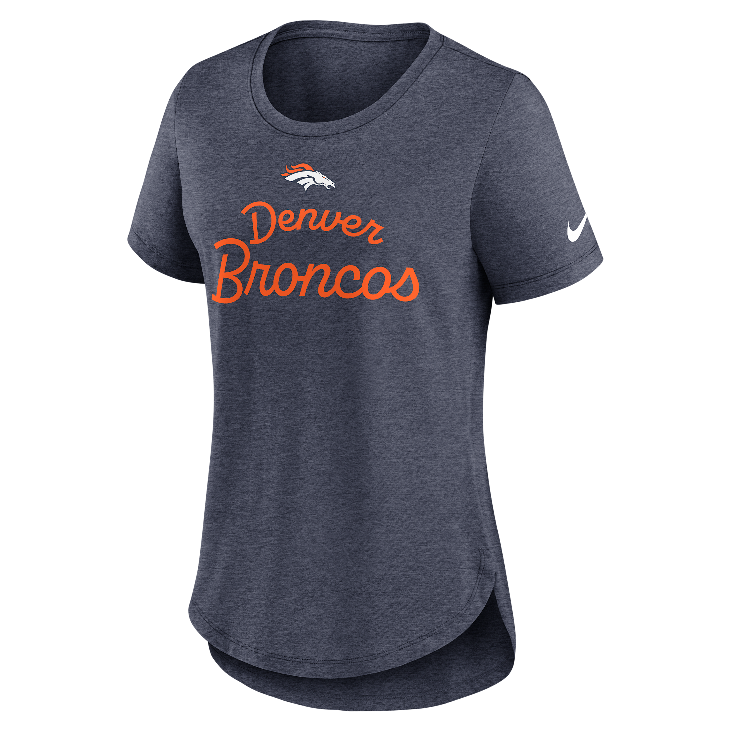 Nike Navy Denver Broncos Script Tri-blend T-shirt In Blue