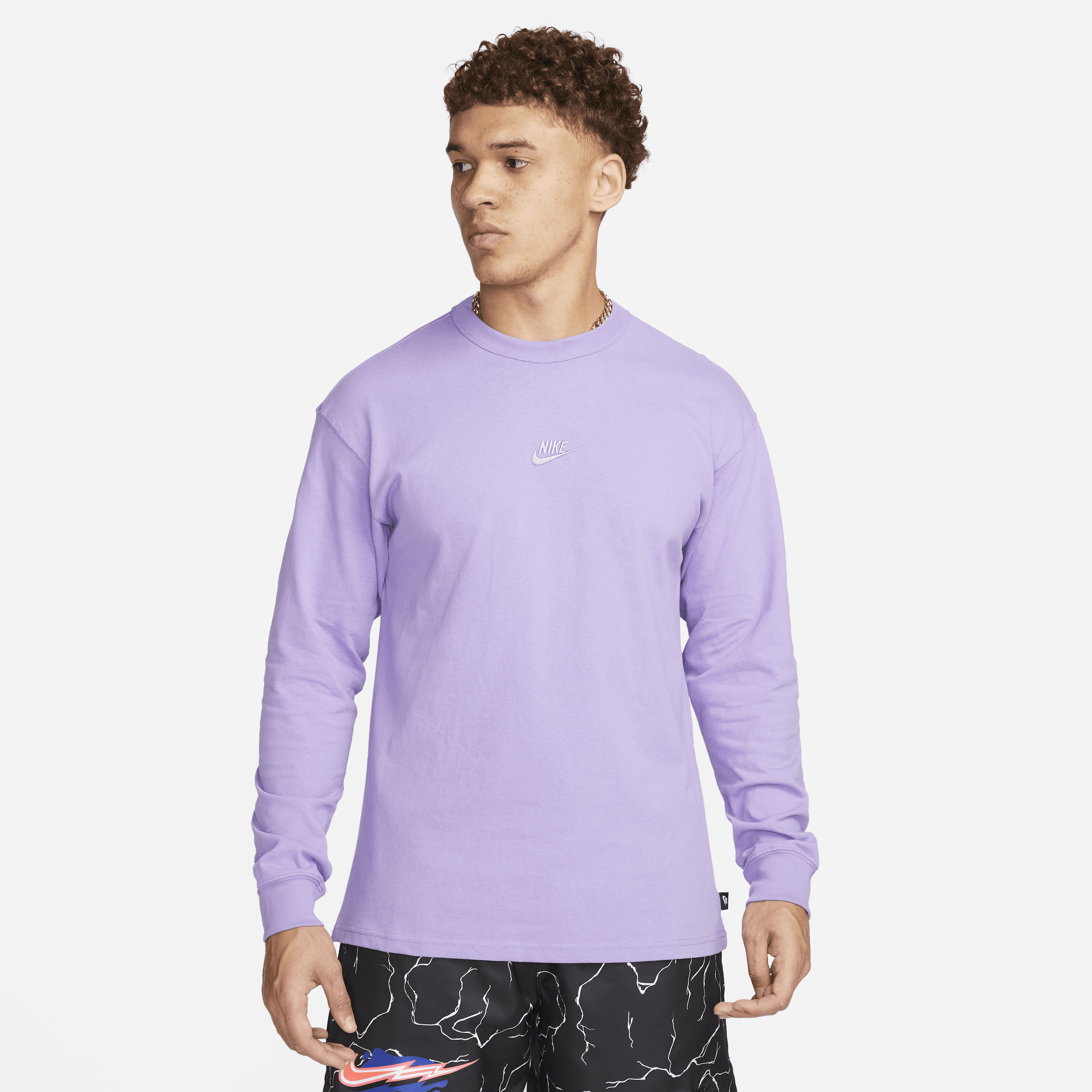 Shop Nike Men's  Sportswear Premium Essentials Long-sleeve T-shirt In Purple