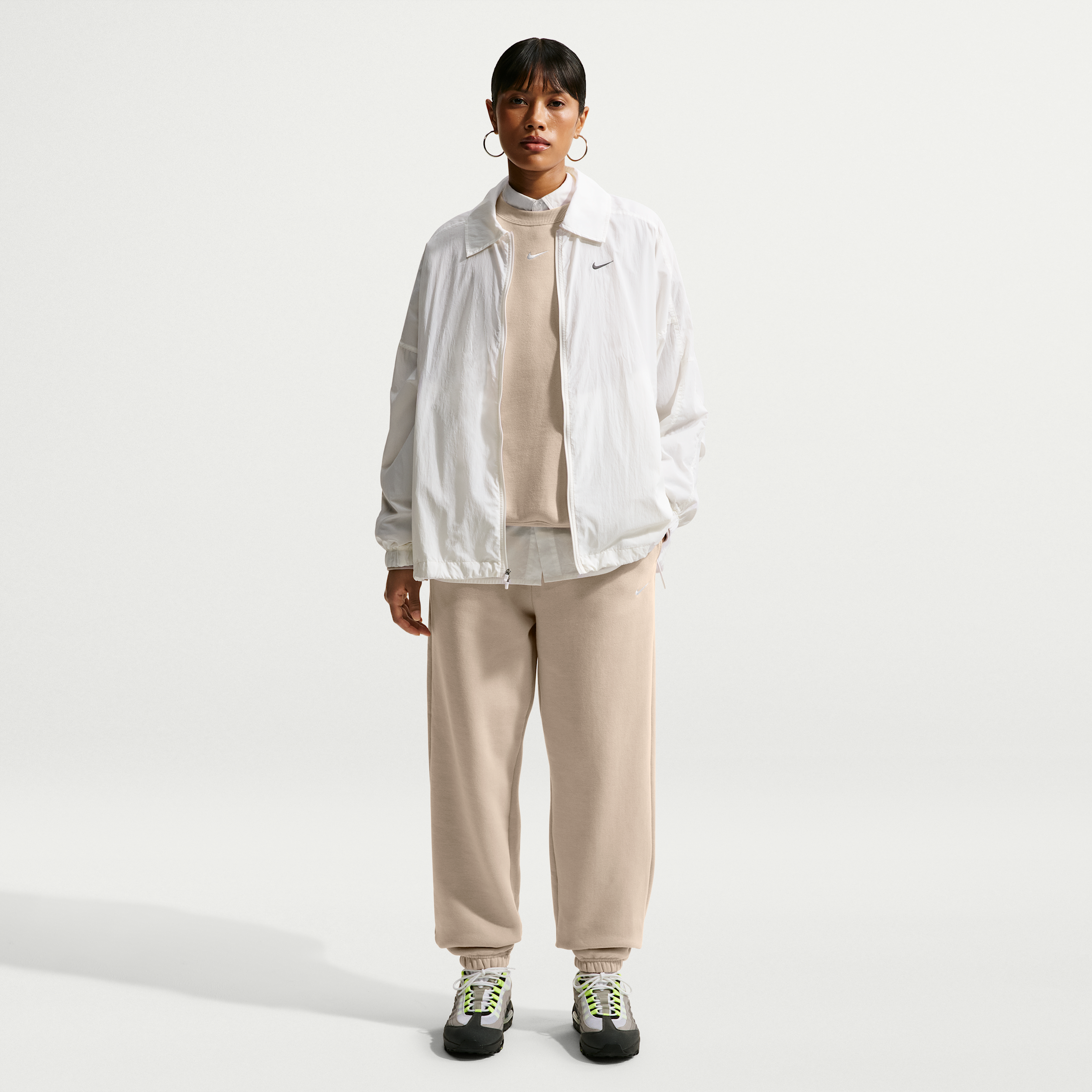 Nike Women's Studio Fleece Medium Weight High-Rise Oversized Cuffed Pants in Brown | IM8074-236