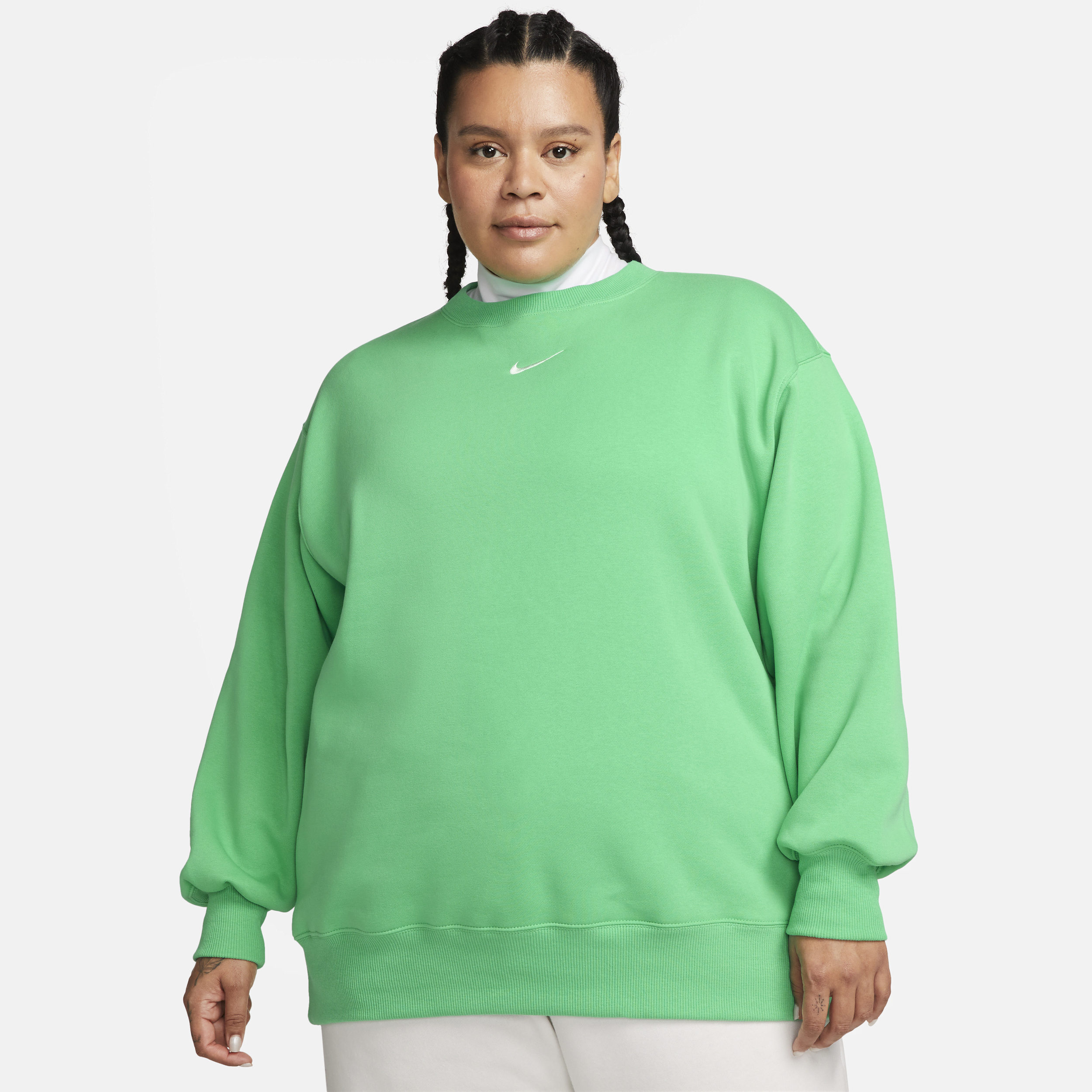 Nike Women's  Sportswear Phoenix Fleece Oversized Crew-neck Sweatshirt (plus Size) In Green